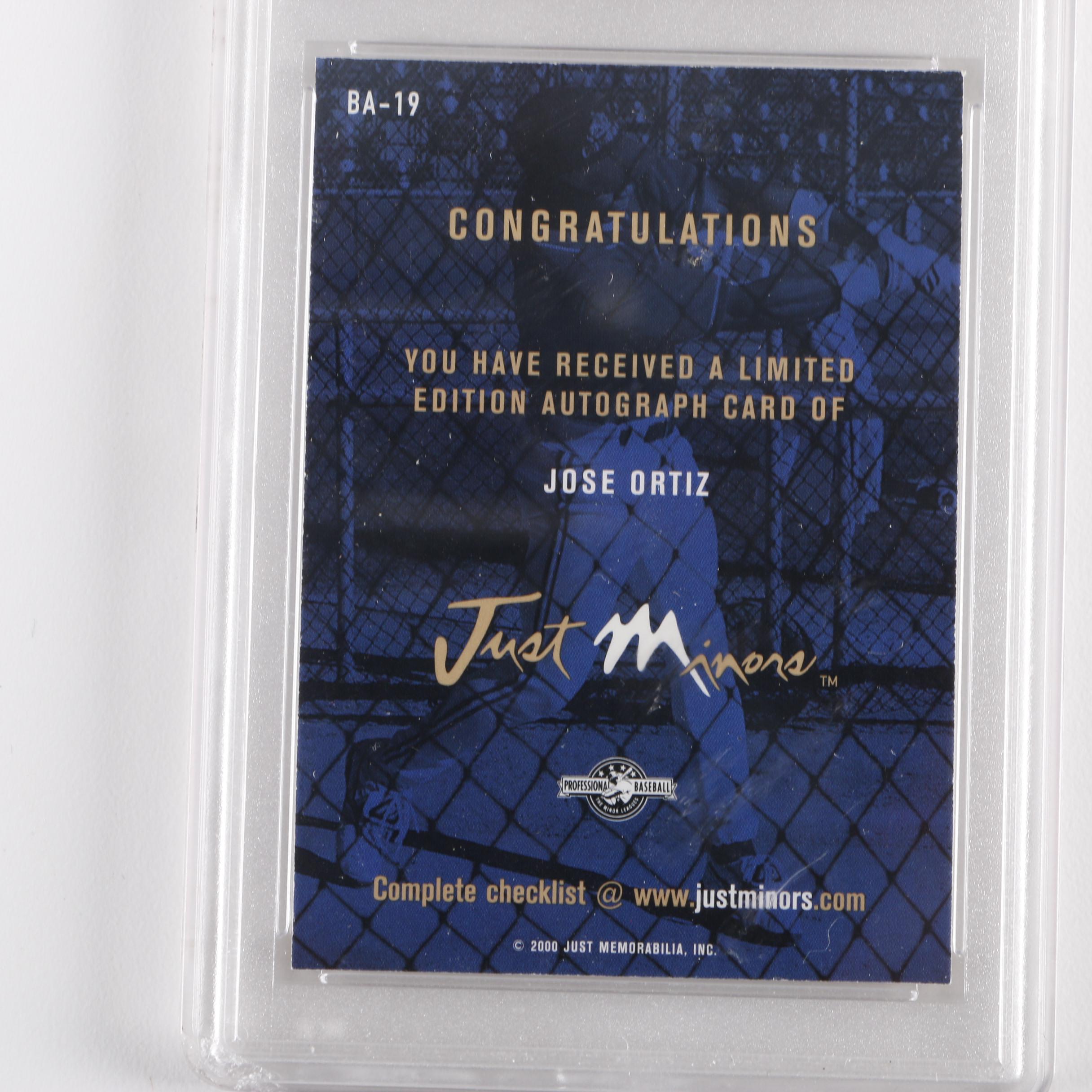 Jose Ortiz Autographed Graded Baseball Trading Card