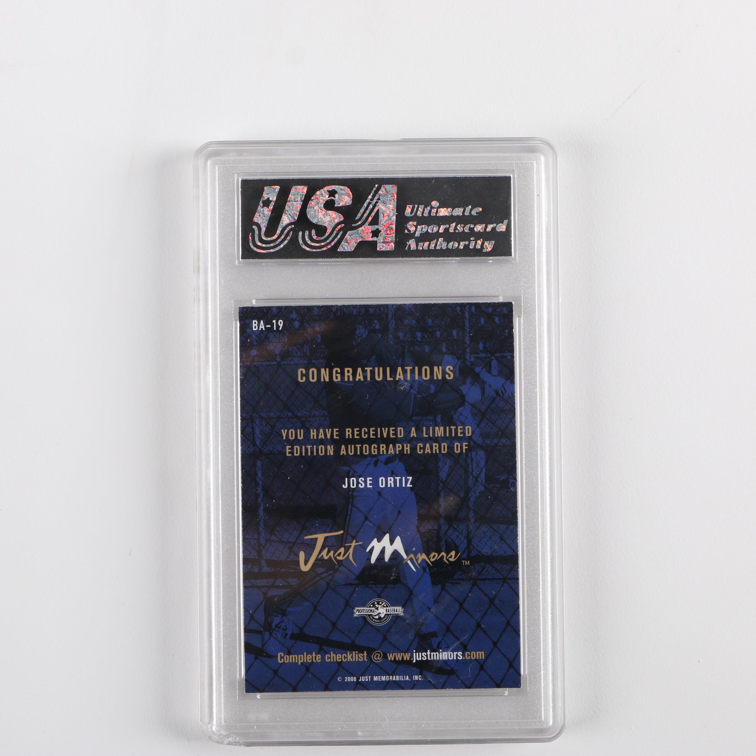 Jose Ortiz Autographed Graded Baseball Trading Card