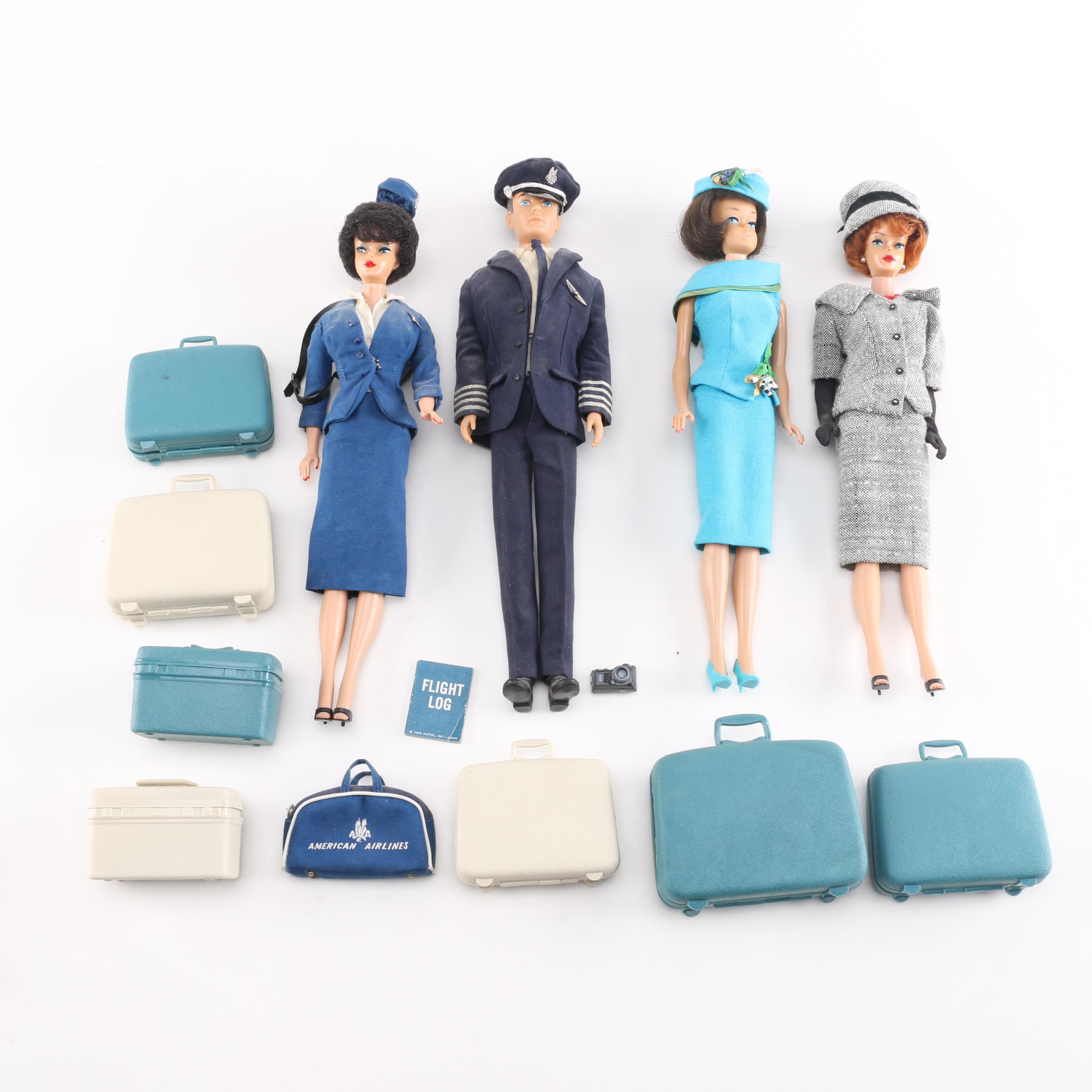 American Airlines Theme Vintage Barbie and Ken Dolls