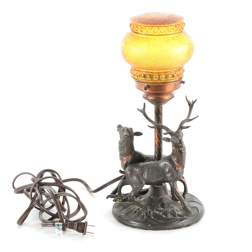 Vintage Cast Metal Deer Lamp