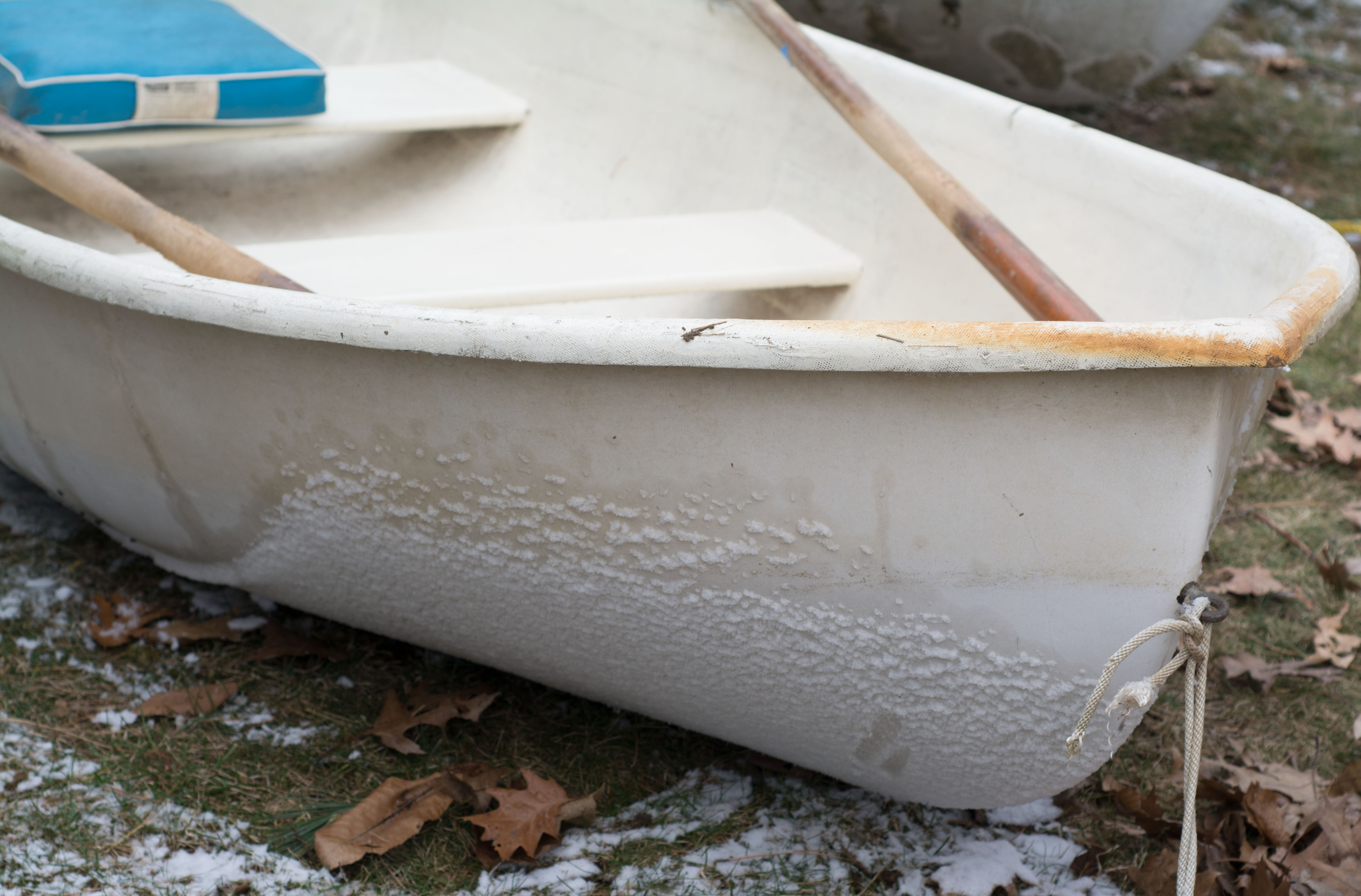 Fiberglass Rowboat and Paddles
