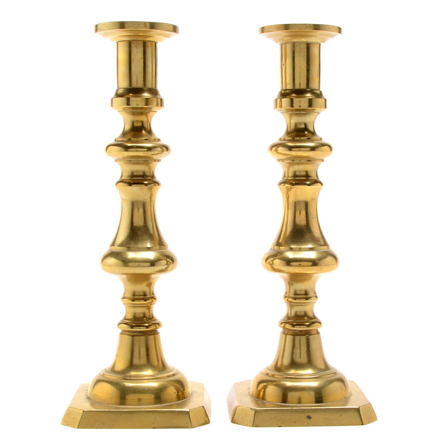 Antique Brass Push-Up Candle Holders