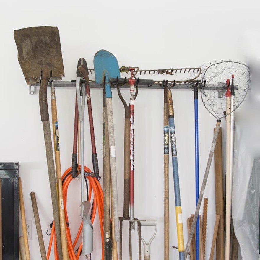 Assortment of Garden Shovels and Tools