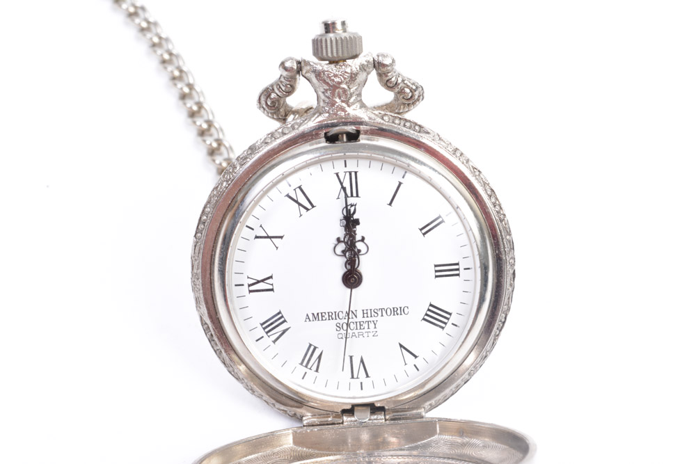 American Historic Society 1889 Morgan Silver Dollar Pocket Watch