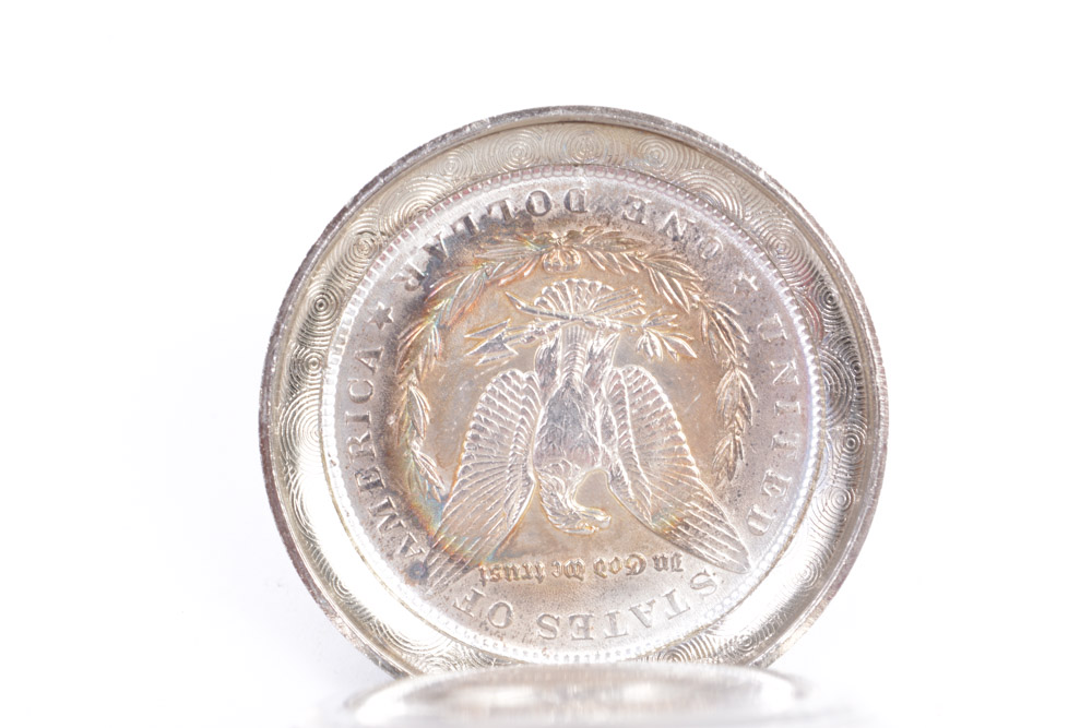 American Historic Society 1889 Morgan Silver Dollar Pocket Watch