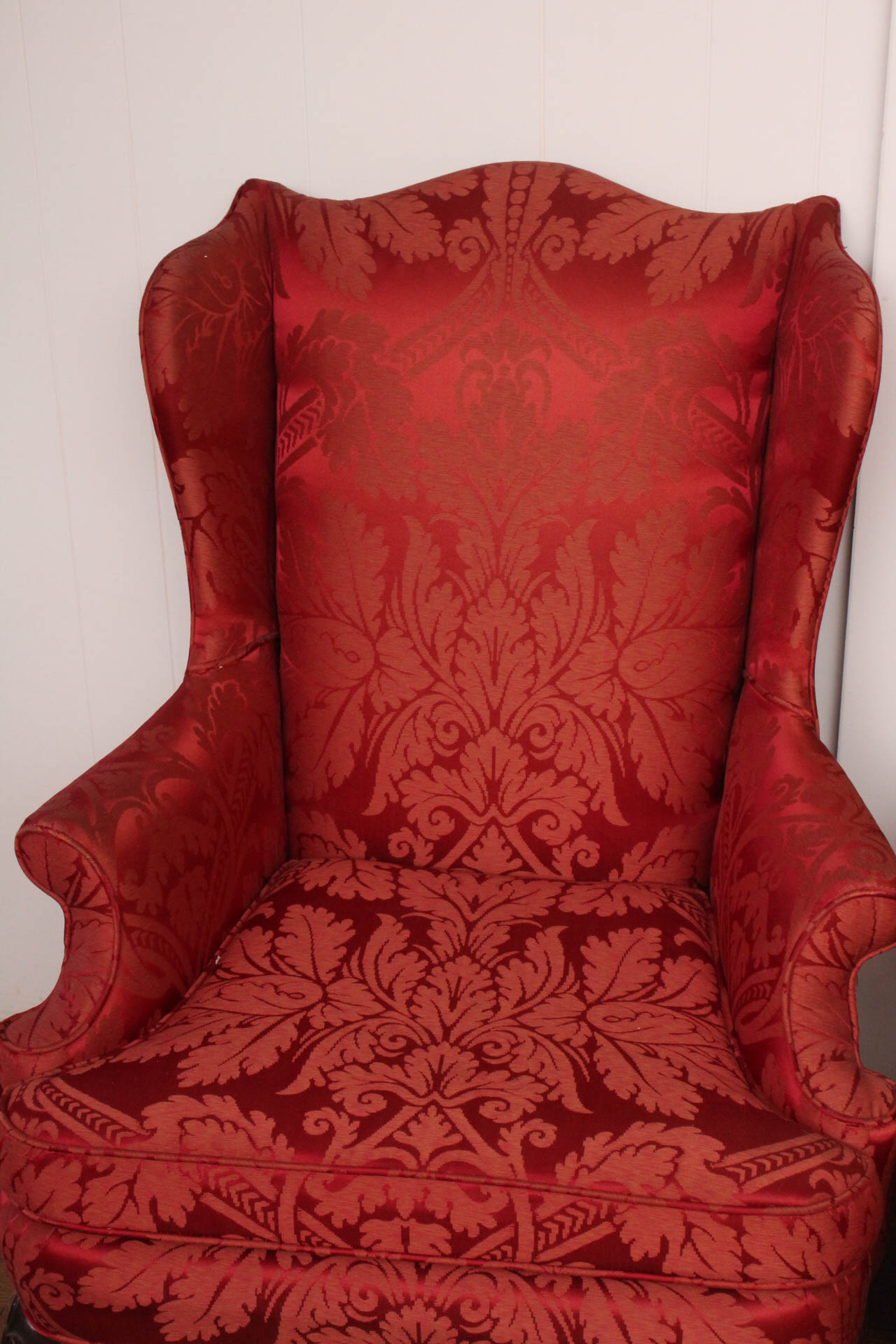 Vintage Brocade Silk Wingback Chairs