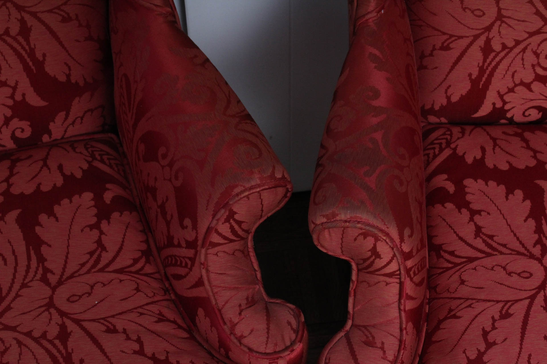 Vintage Brocade Silk Wingback Chairs