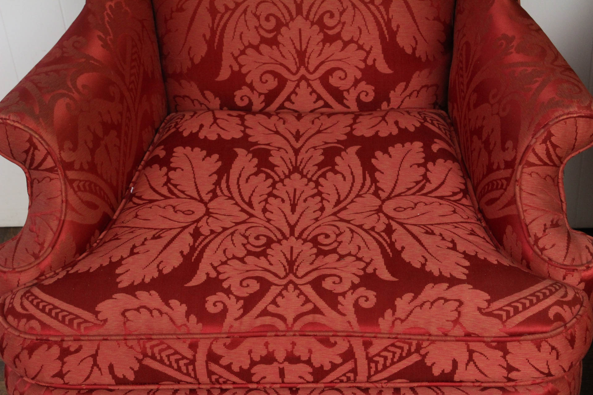 Vintage Brocade Silk Wingback Chairs