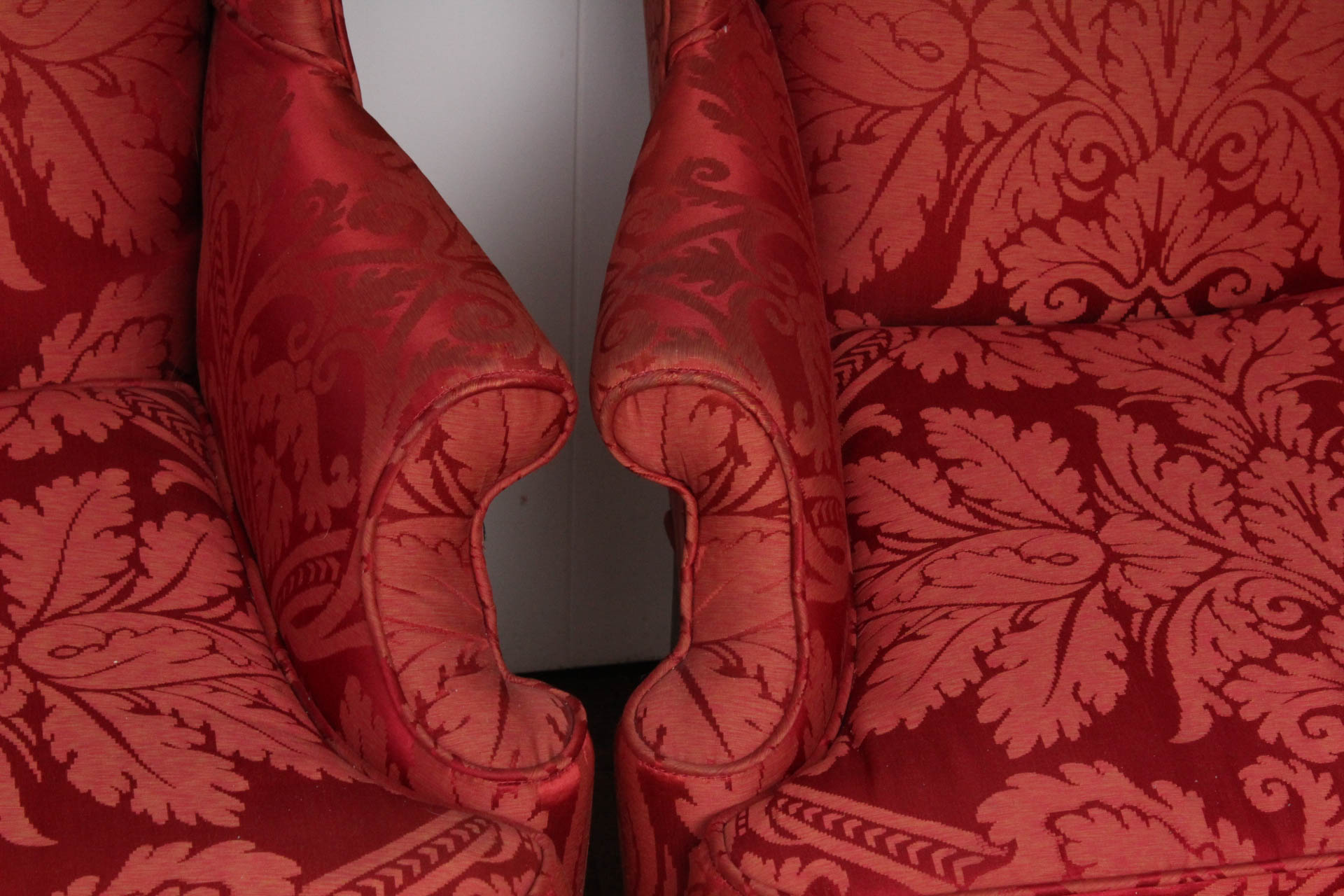 Vintage Brocade Silk Wingback Chairs