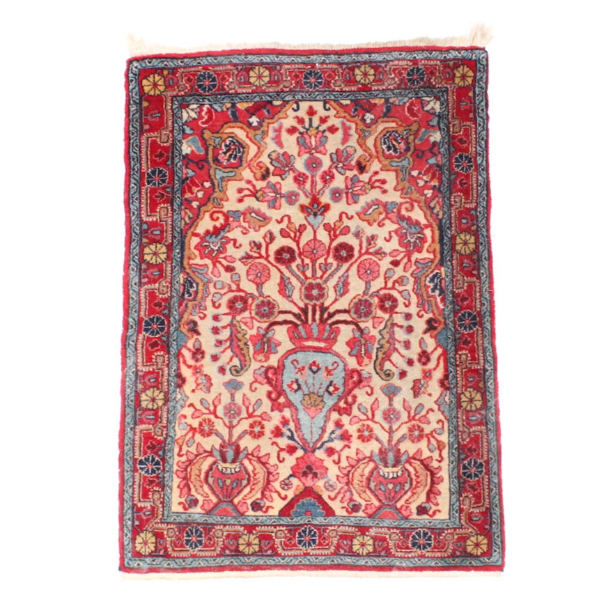 Hand Knotted and Sculpted Persian Sarouk Area Rug