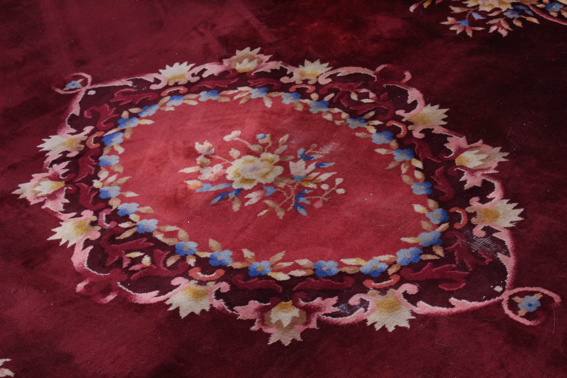 Vintage Power Loomed Room Size Chinese Area Rug