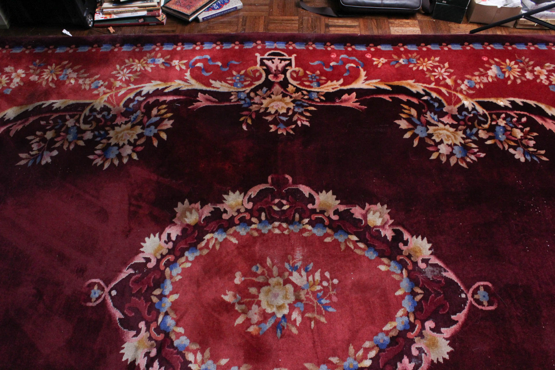 Vintage Power Loomed Room Size Chinese Area Rug