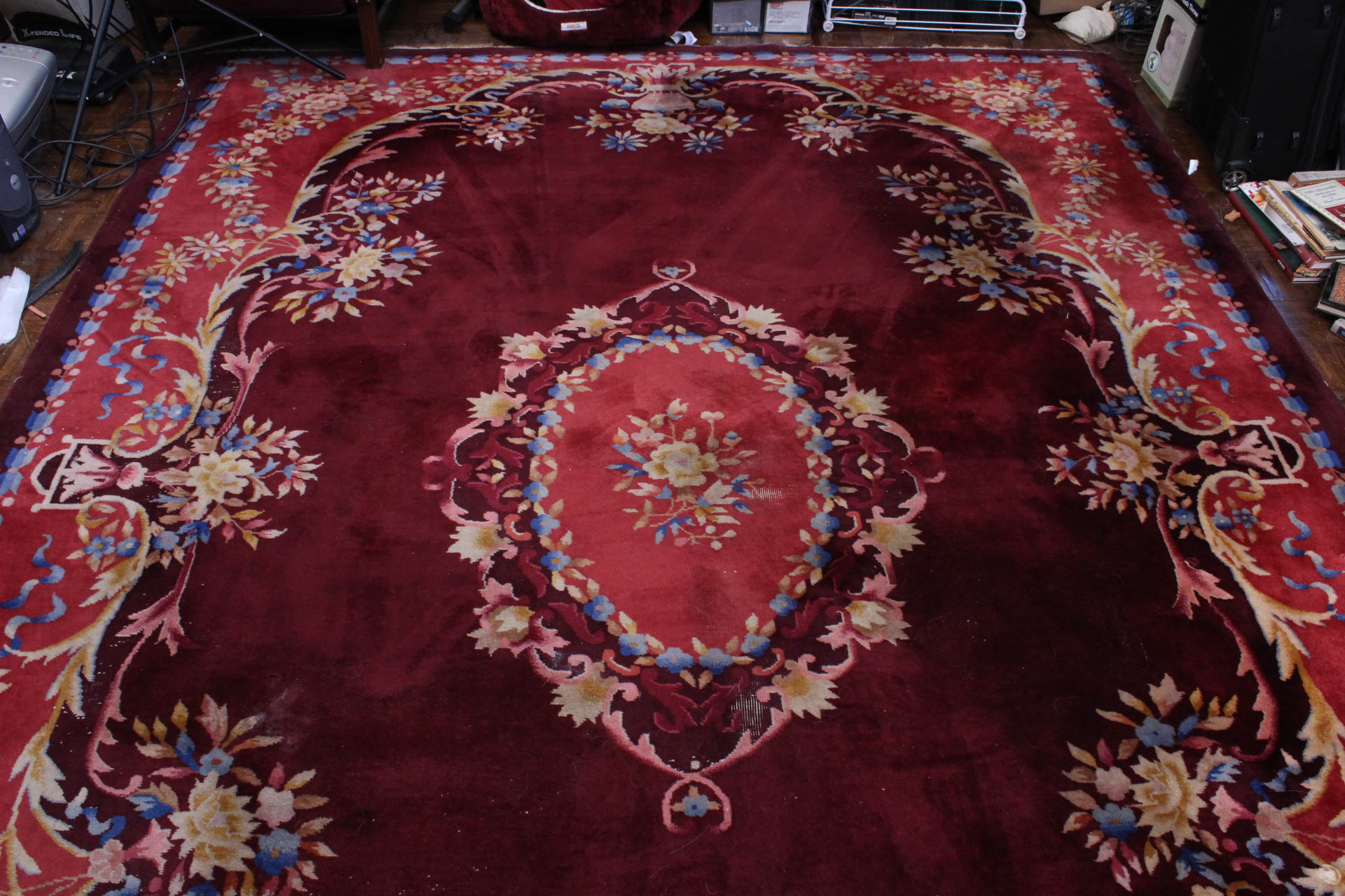 Vintage Power Loomed Room Size Chinese Area Rug