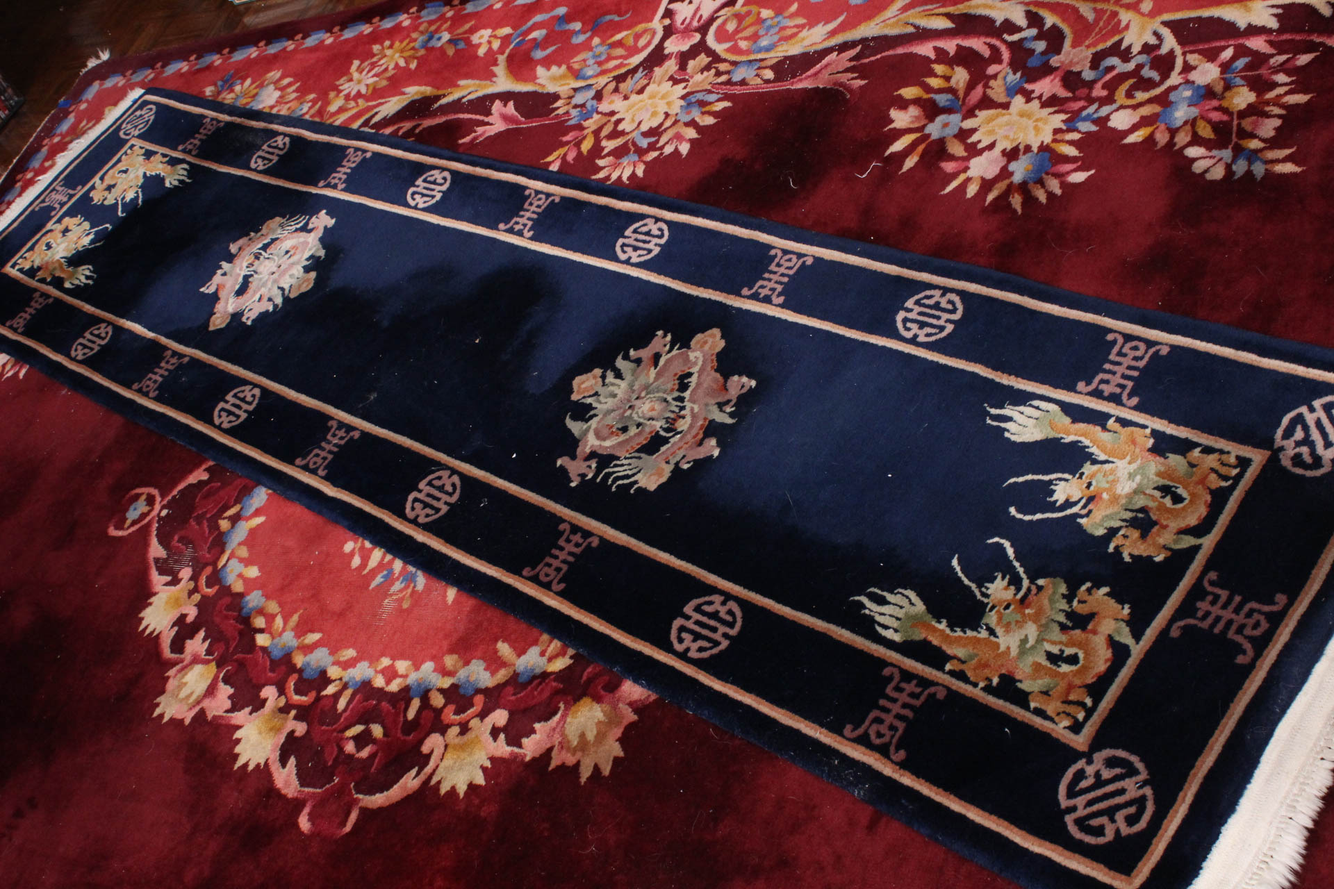 Hand-Knotted Chinese Dragon Carpet Runner