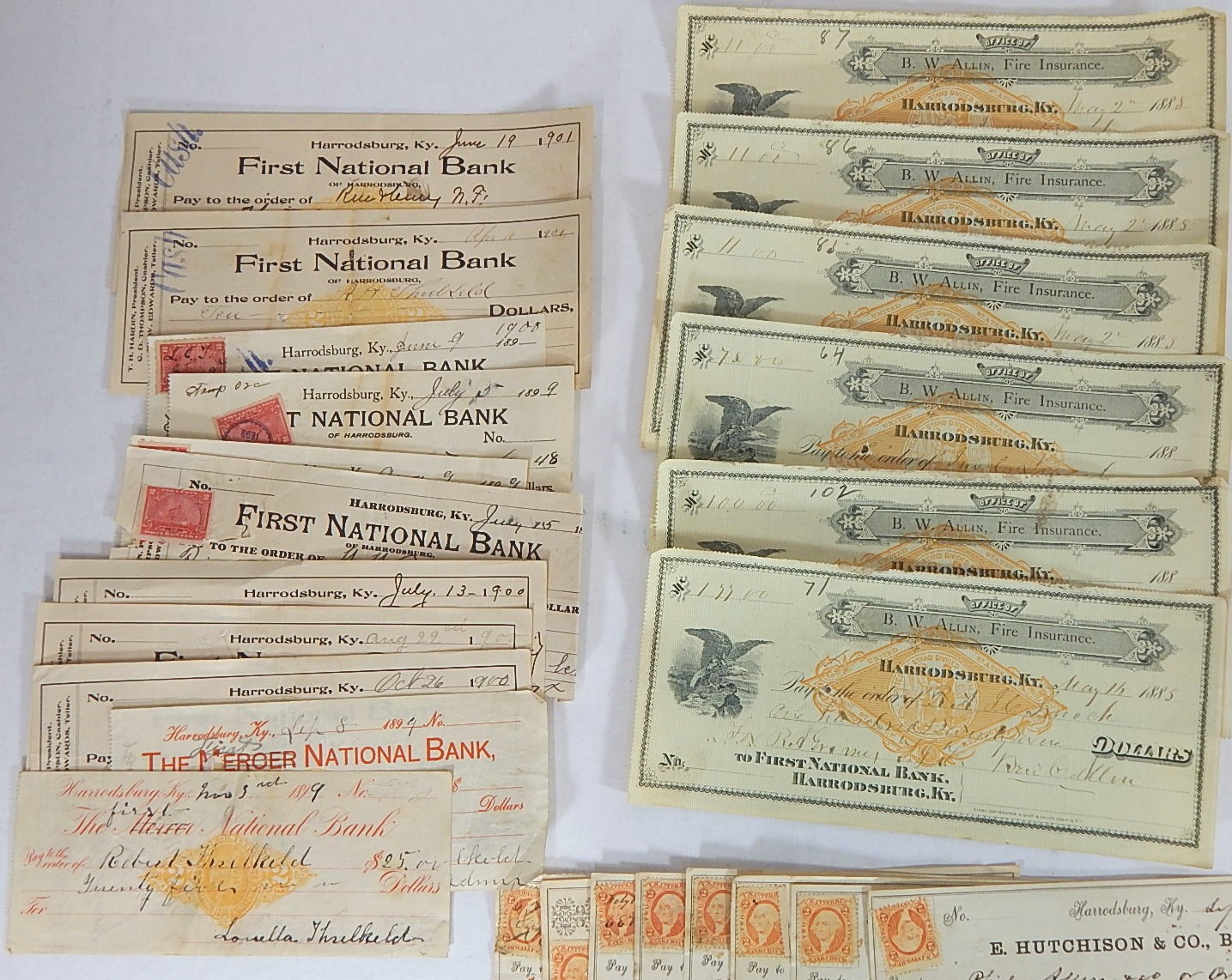 Collection of Late 1800s Bank Receipts/Checks