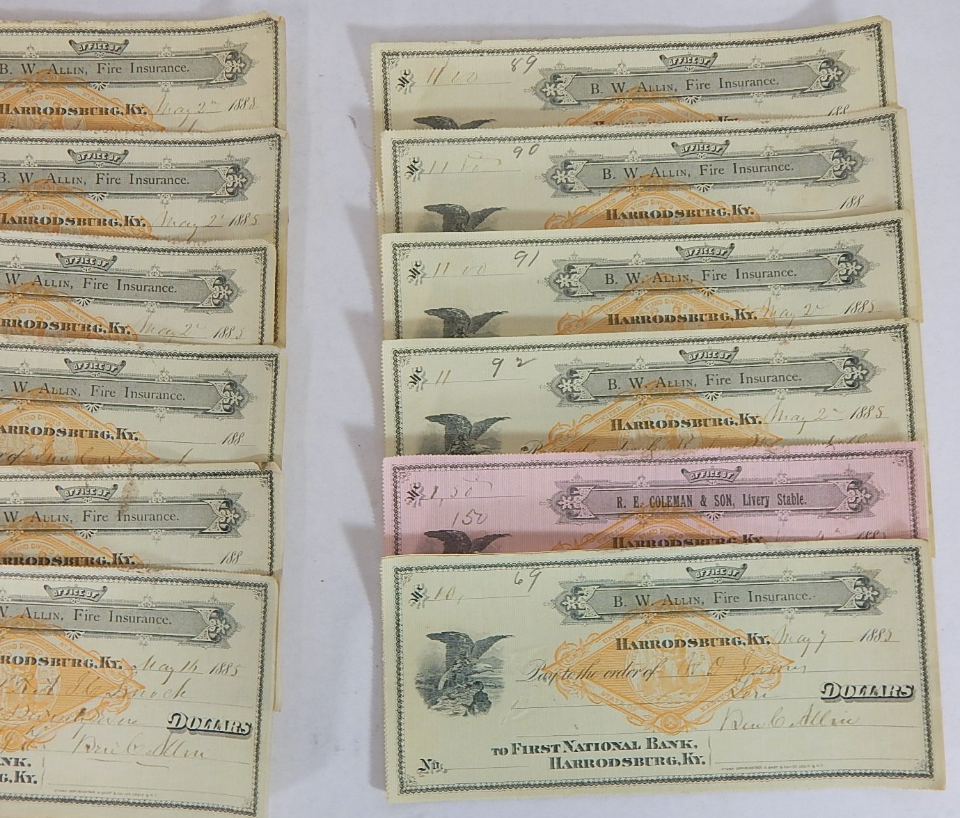 Collection of Late 1800s Bank Receipts/Checks