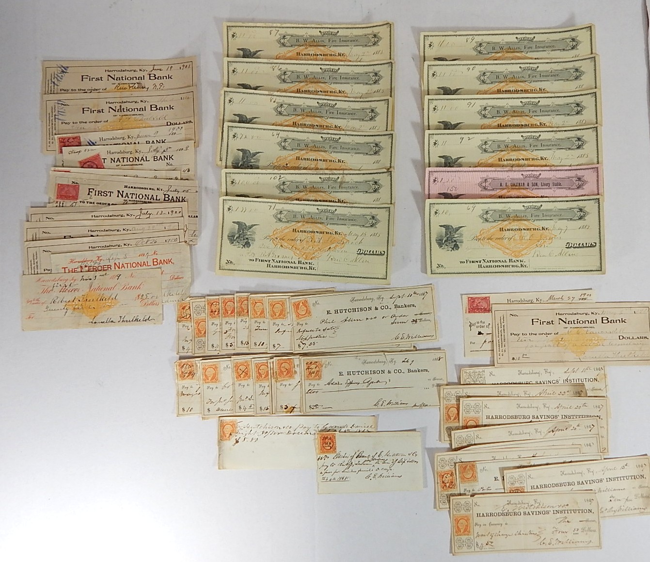 Collection of Late 1800s Bank Receipts/Checks