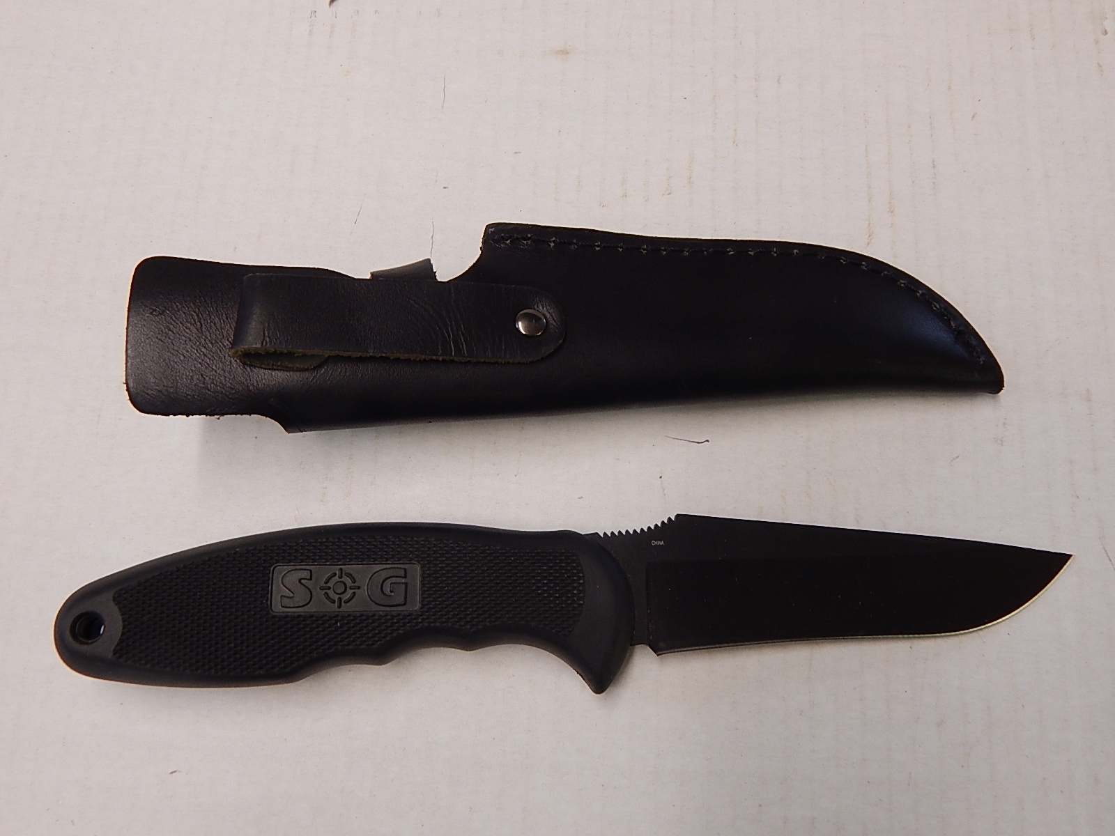 Sog Field Pup II Fixed Blade Knife with Leather Sheath