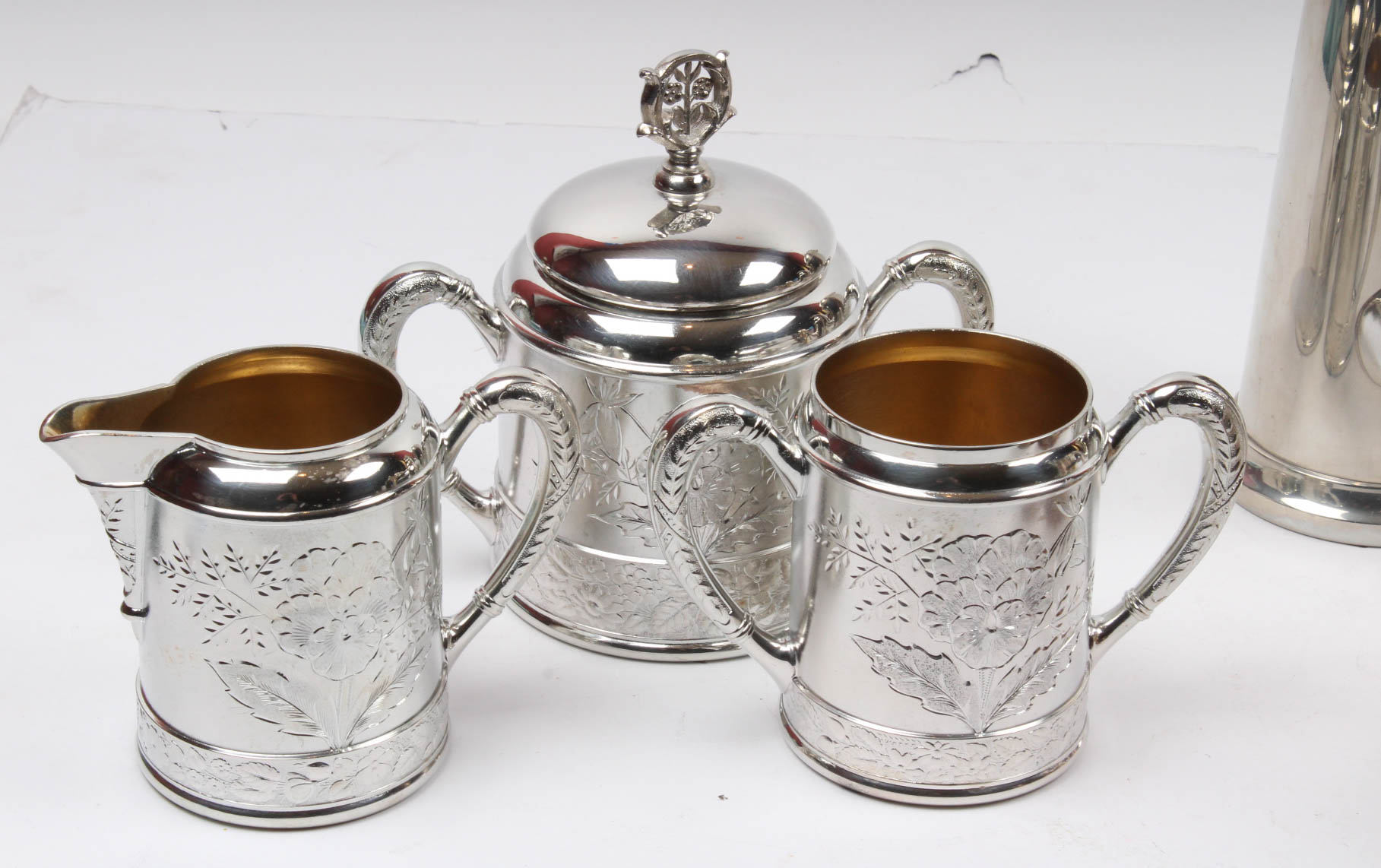 Vintage Silver Plate and Pewter Coffee and Tea Service Assortment