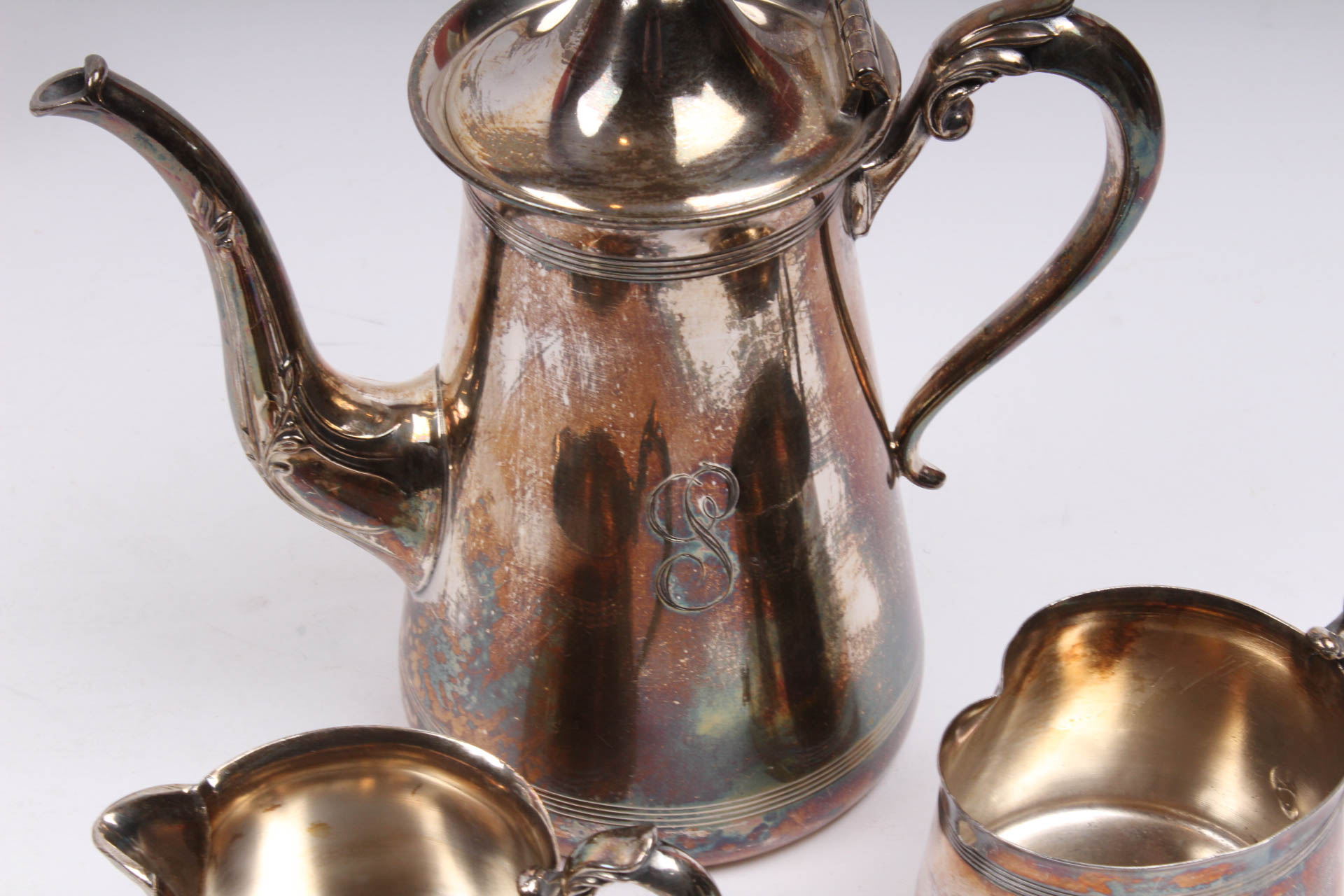 Vintage Silver Plate and Pewter Coffee and Tea Service Assortment