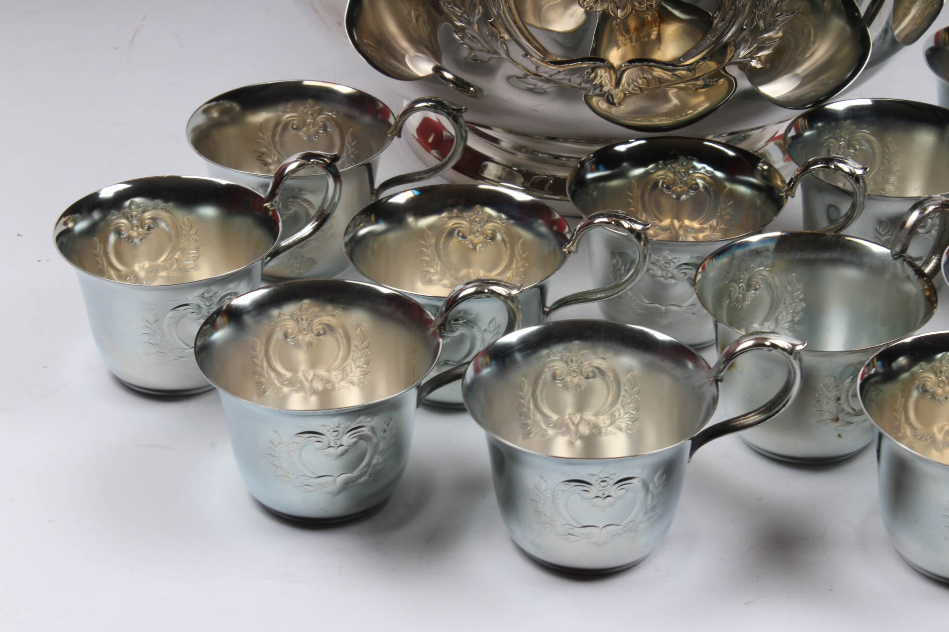 Vintage Webster Wilcox Silver Plate Punch Bowl and Cups
