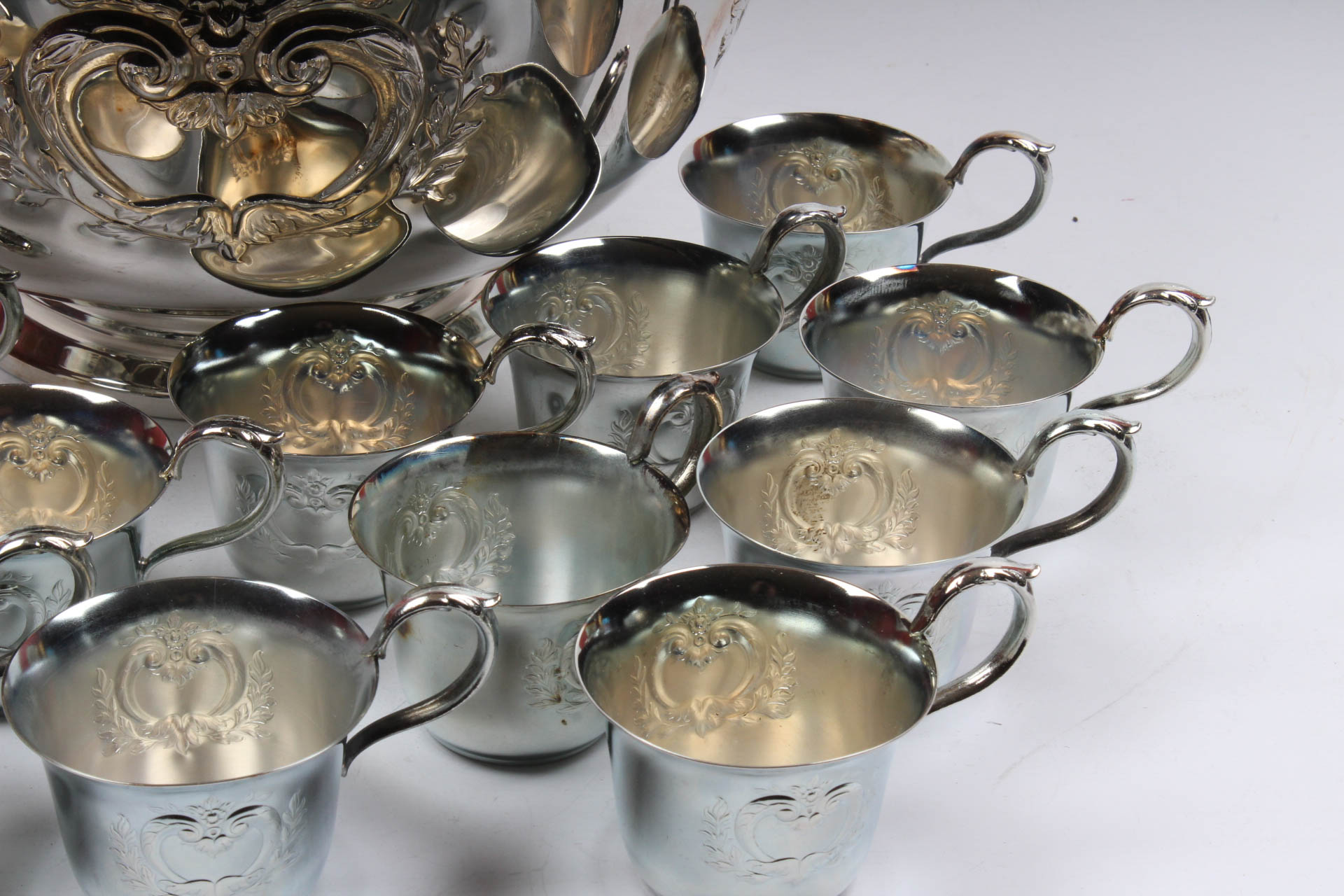 Vintage Webster Wilcox Silver Plate Punch Bowl and Cups