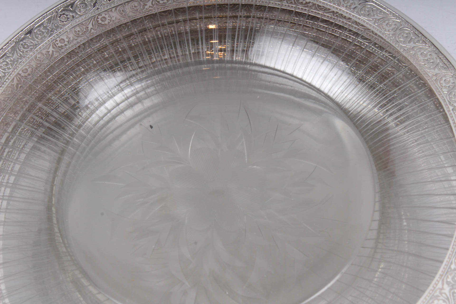 Vintage Silver Plate and Cut Glass Bowl and Plates