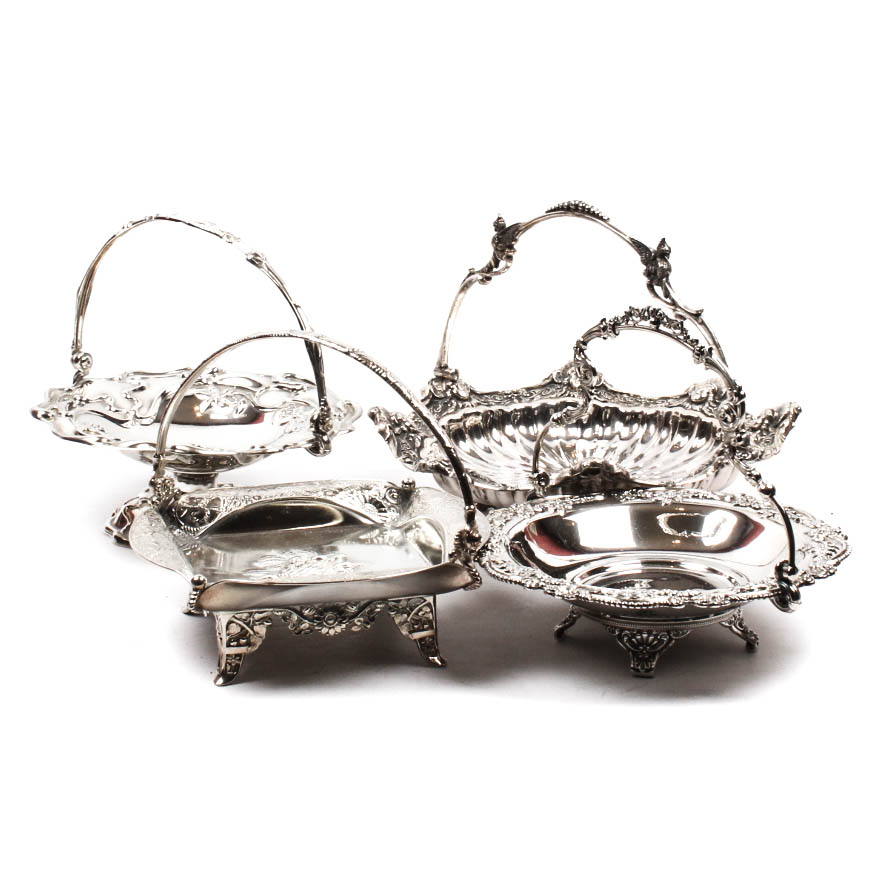 Vintage Silver Plate Bride's Basket Collection