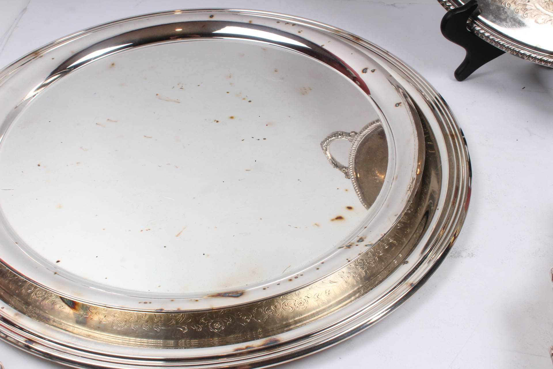 Five Vintage Silver Plate Serving Trays