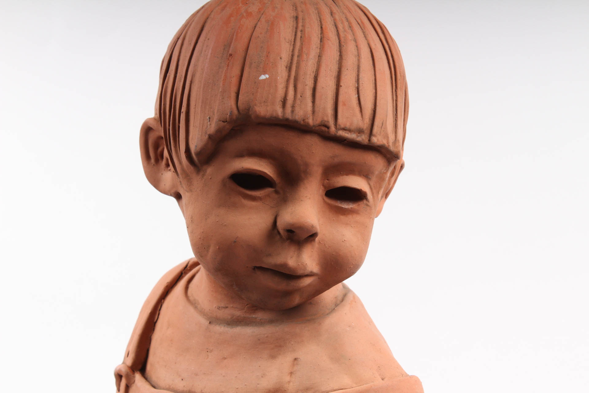 Ann Entis Boy and Train Terracotta Sculptures