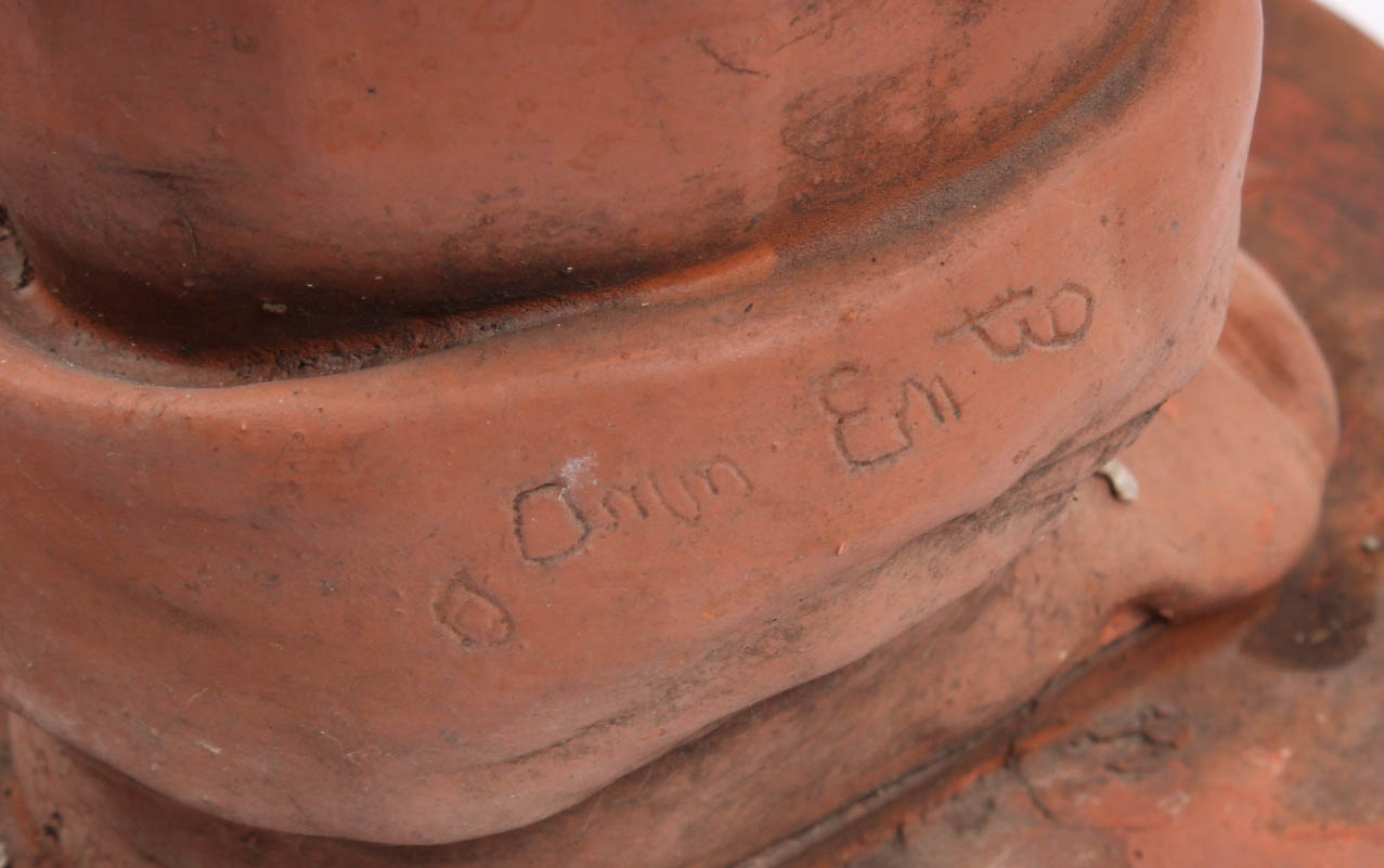 Ann Entis Boy and Train Terracotta Sculptures