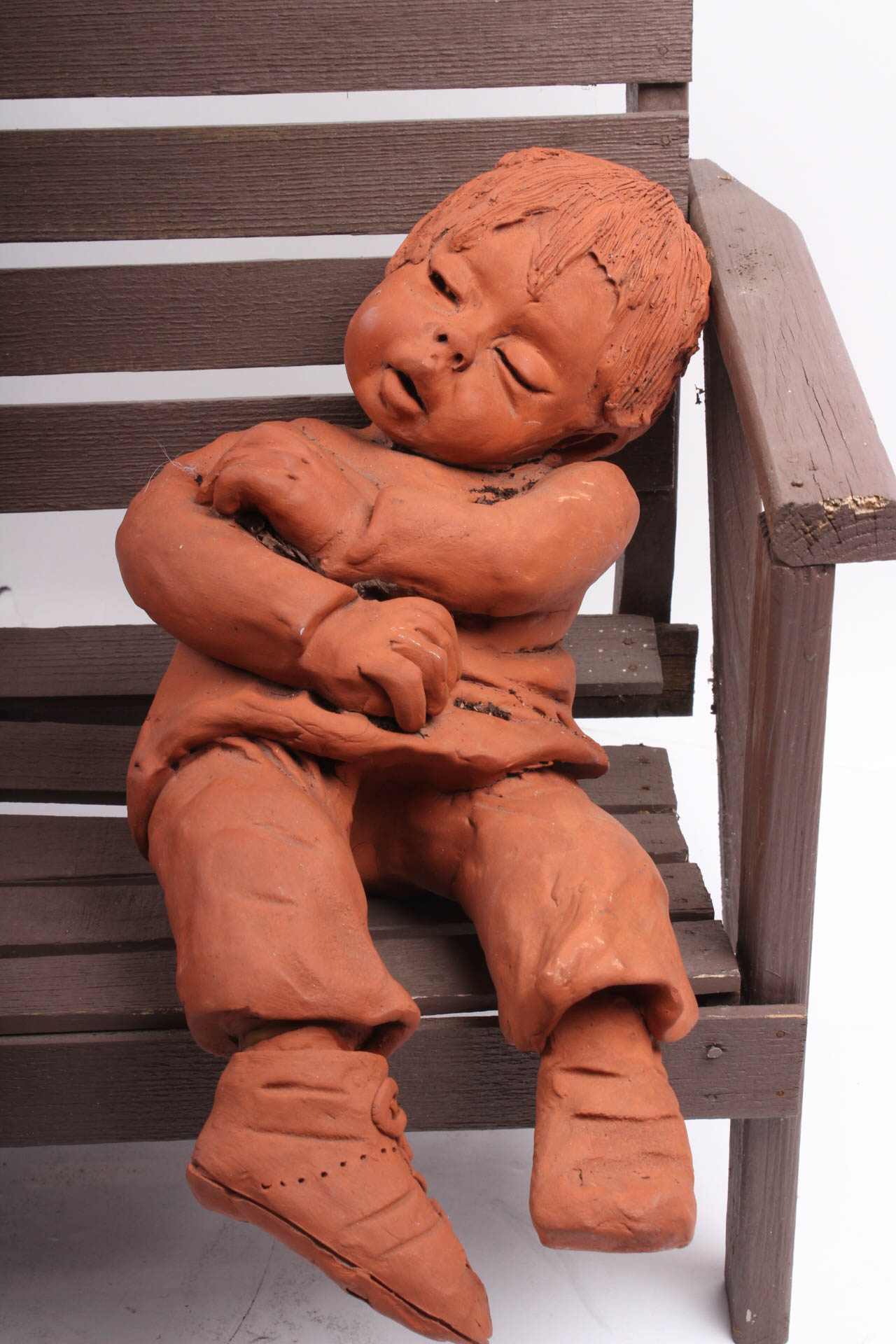 Ann Entis Children on a Bench Terracotta Sculptures