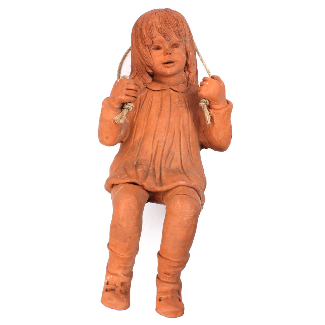Ann Entis Swinging Girl Terracotta Sculpture