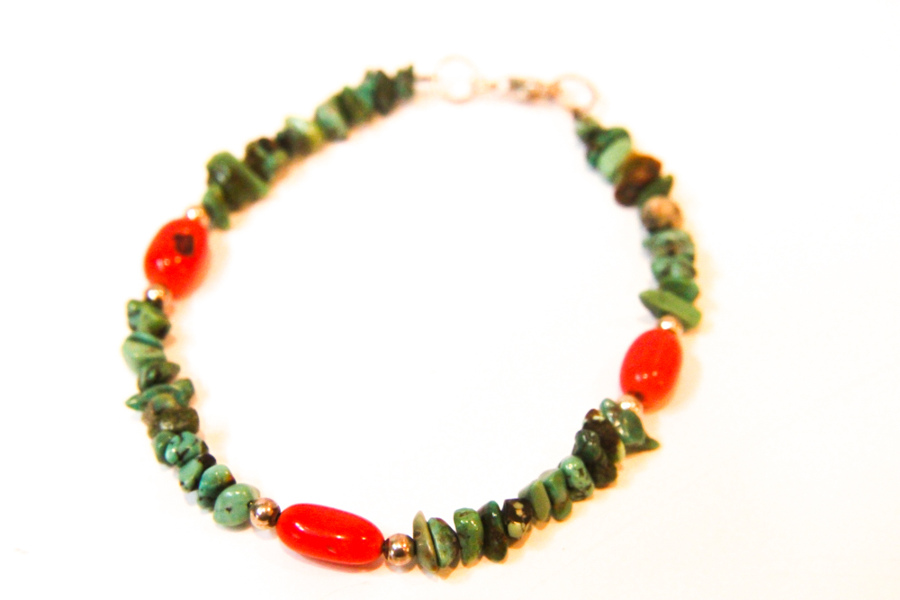 Turquoise and Coral Jewelry with Sterling Silver