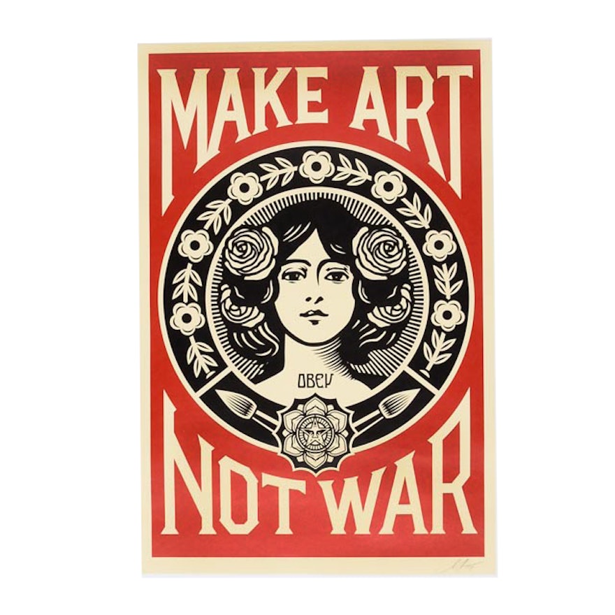 Shepard Fairey Signed Giclée "Make Art Not War"