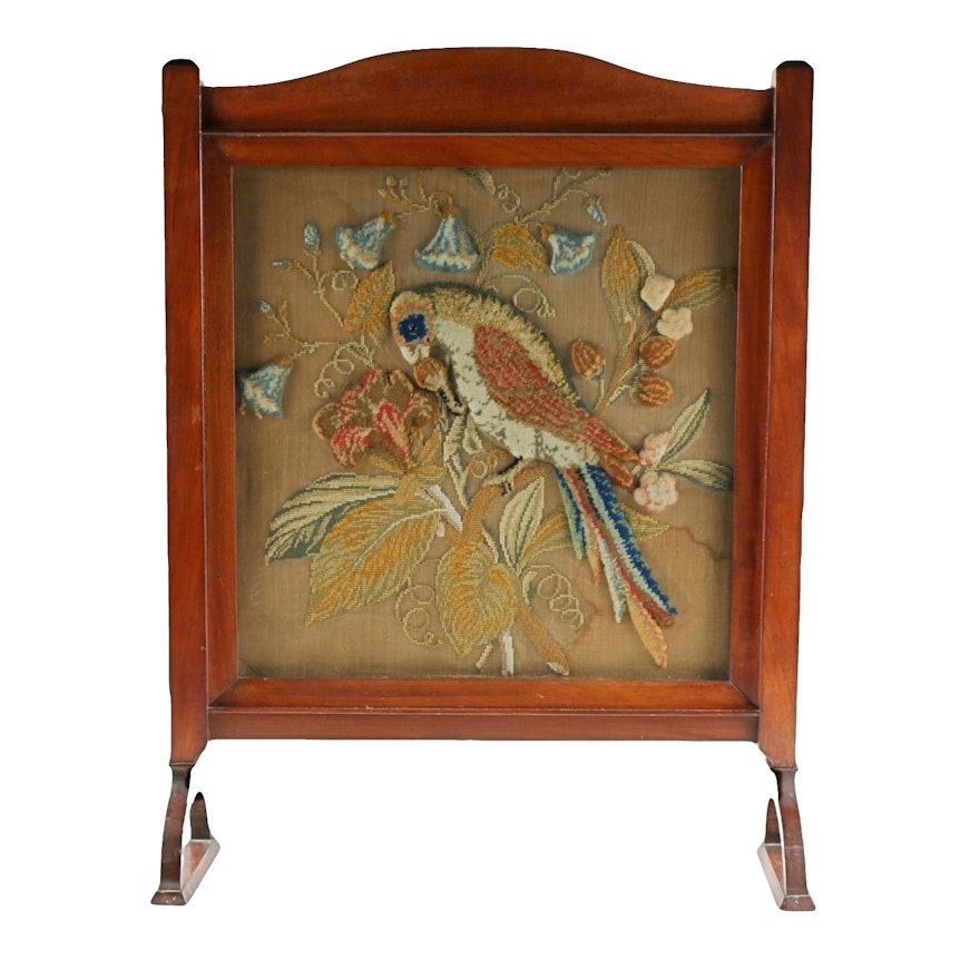 Victorian Three Dimensional Bird Needlework, Framed