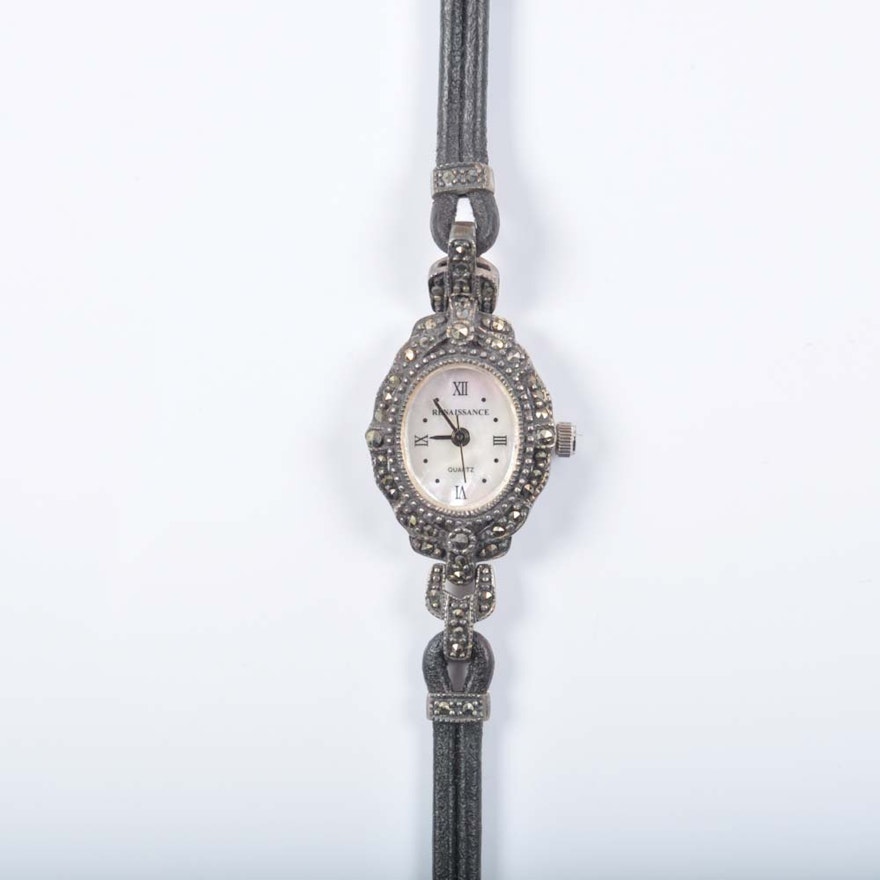 Renaissance Sterling Silver and Marcasite Wristwatch
