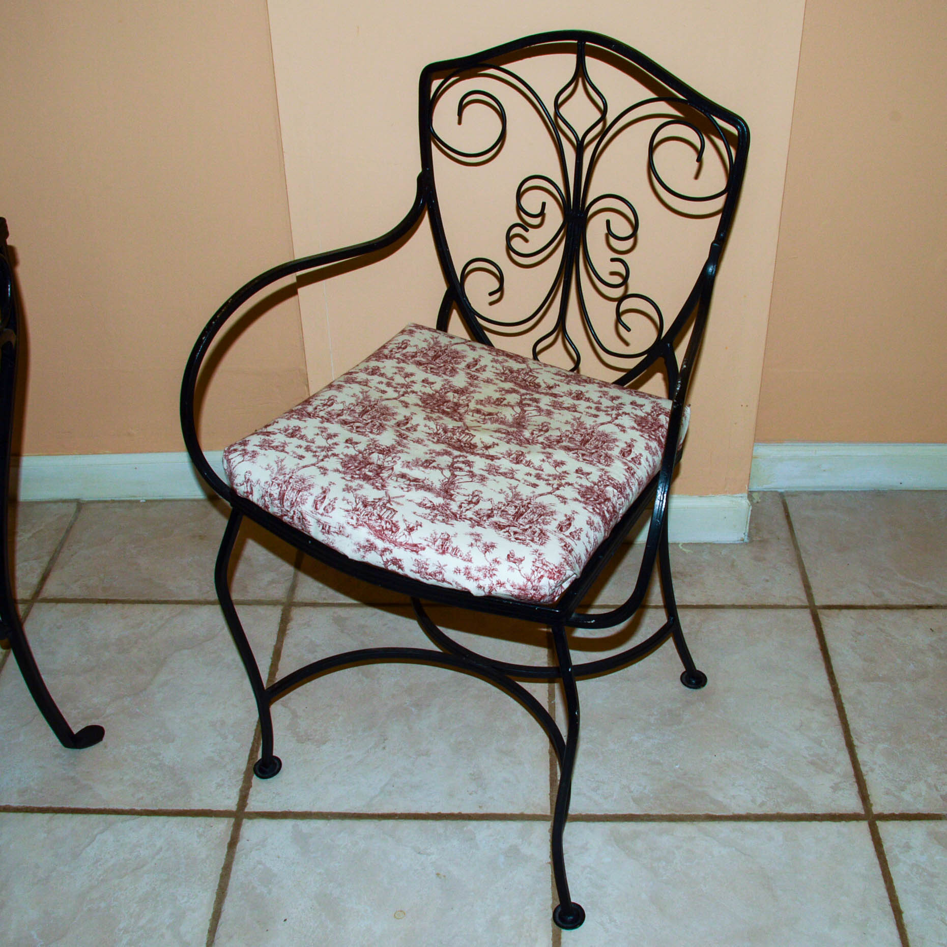 Glass-Topped Metal Dinette With Four Chairs