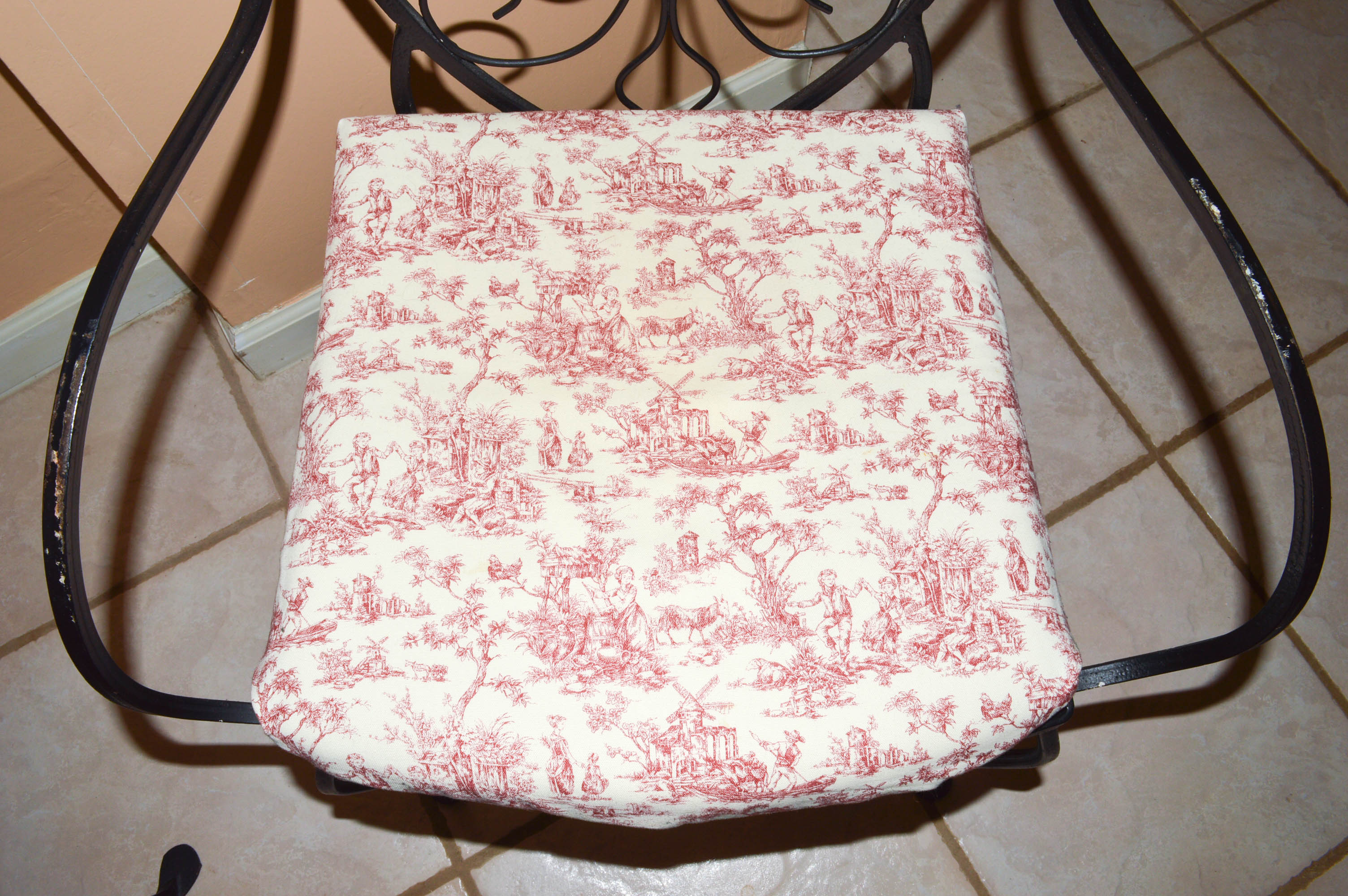 Glass-Topped Metal Dinette With Four Chairs