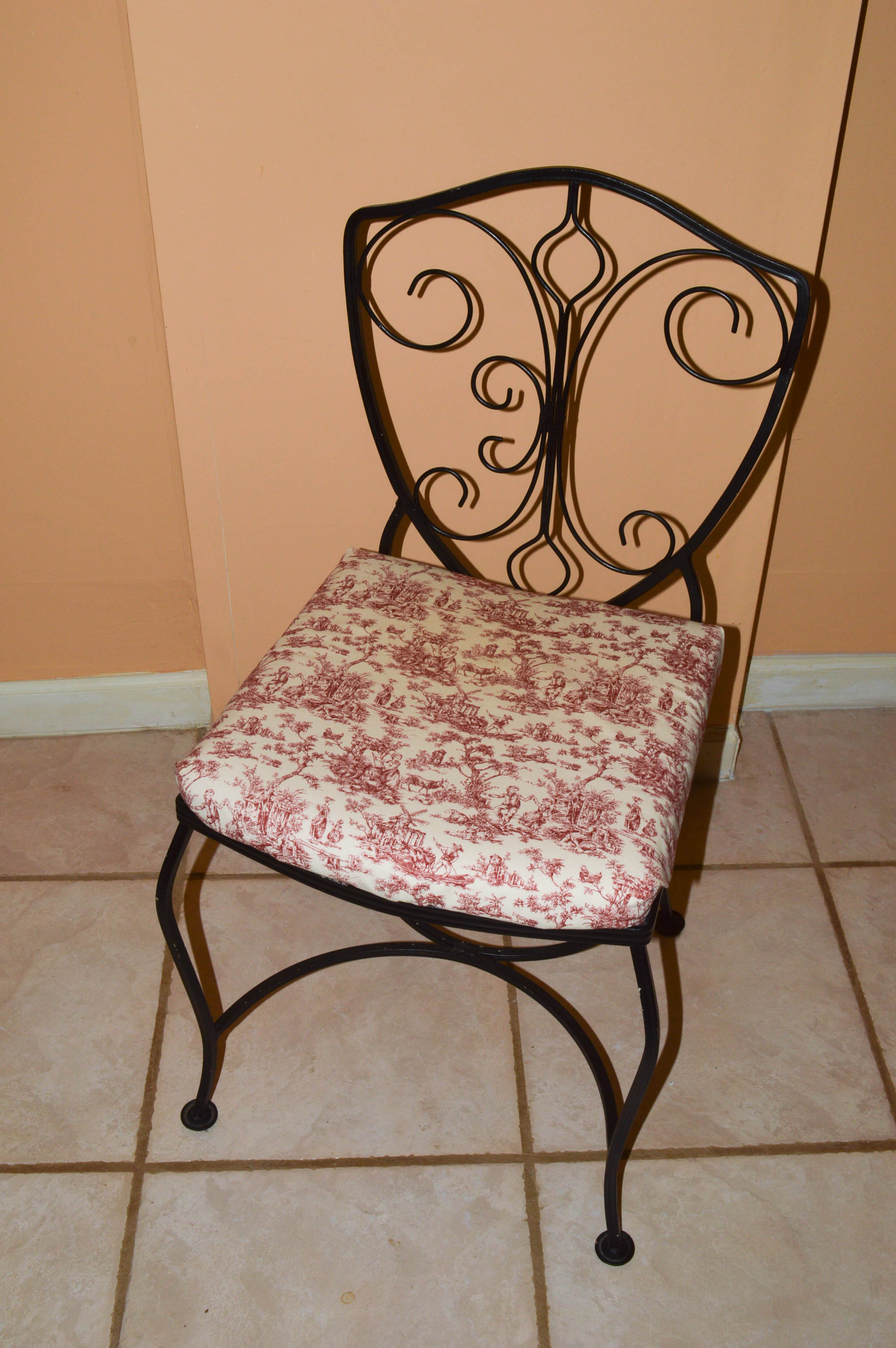 Glass-Topped Metal Dinette With Four Chairs