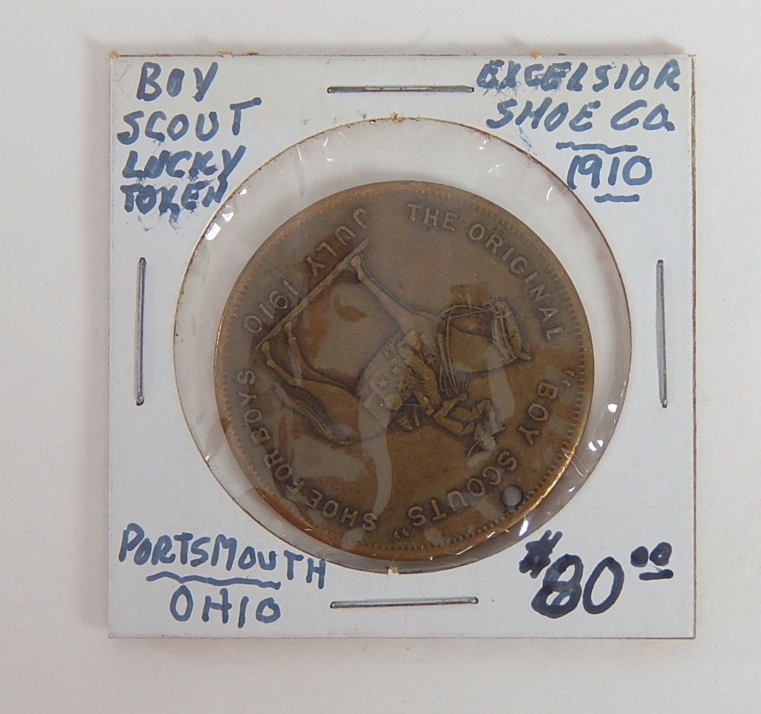 1910 Excelsior Shoe Co. Advertising Boy Scout Lucky Token