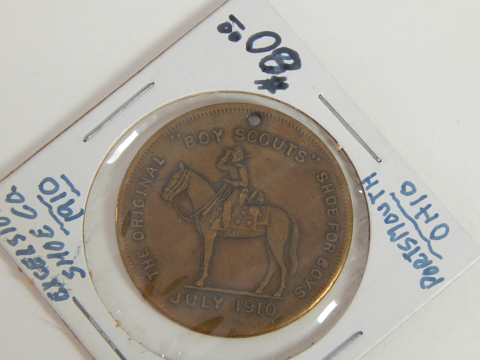 1910 Excelsior Shoe Co. Advertising Boy Scout Lucky Token