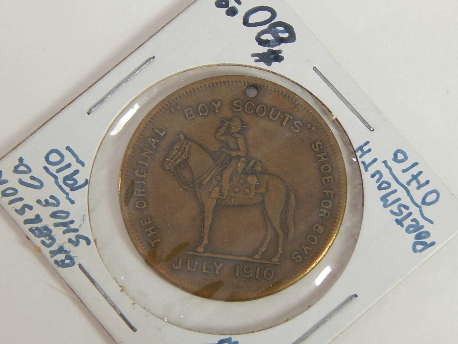 1910 Excelsior Shoe Co. Advertising Boy Scout Lucky Token