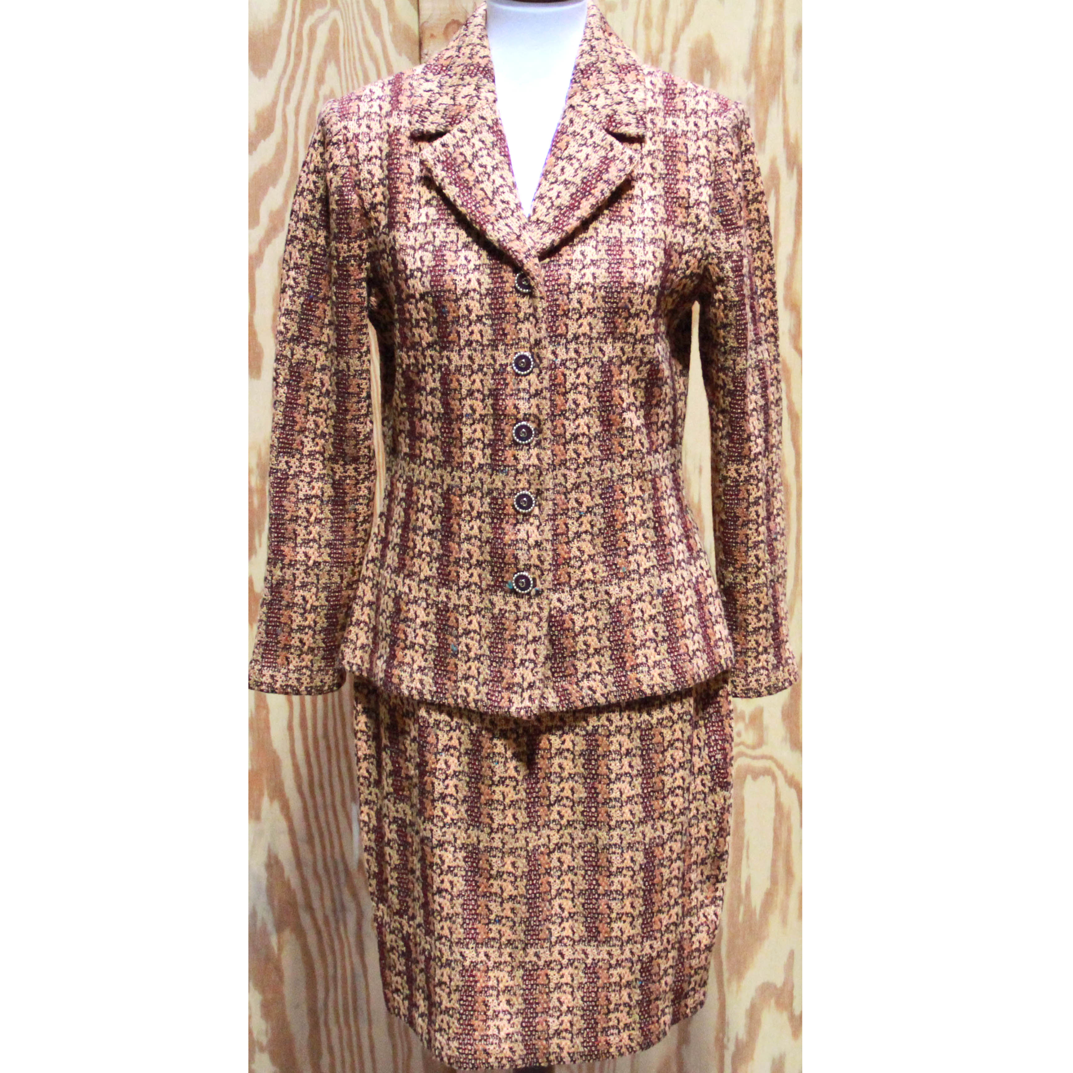 Women's St. John Orange Tweed Skirt Suit