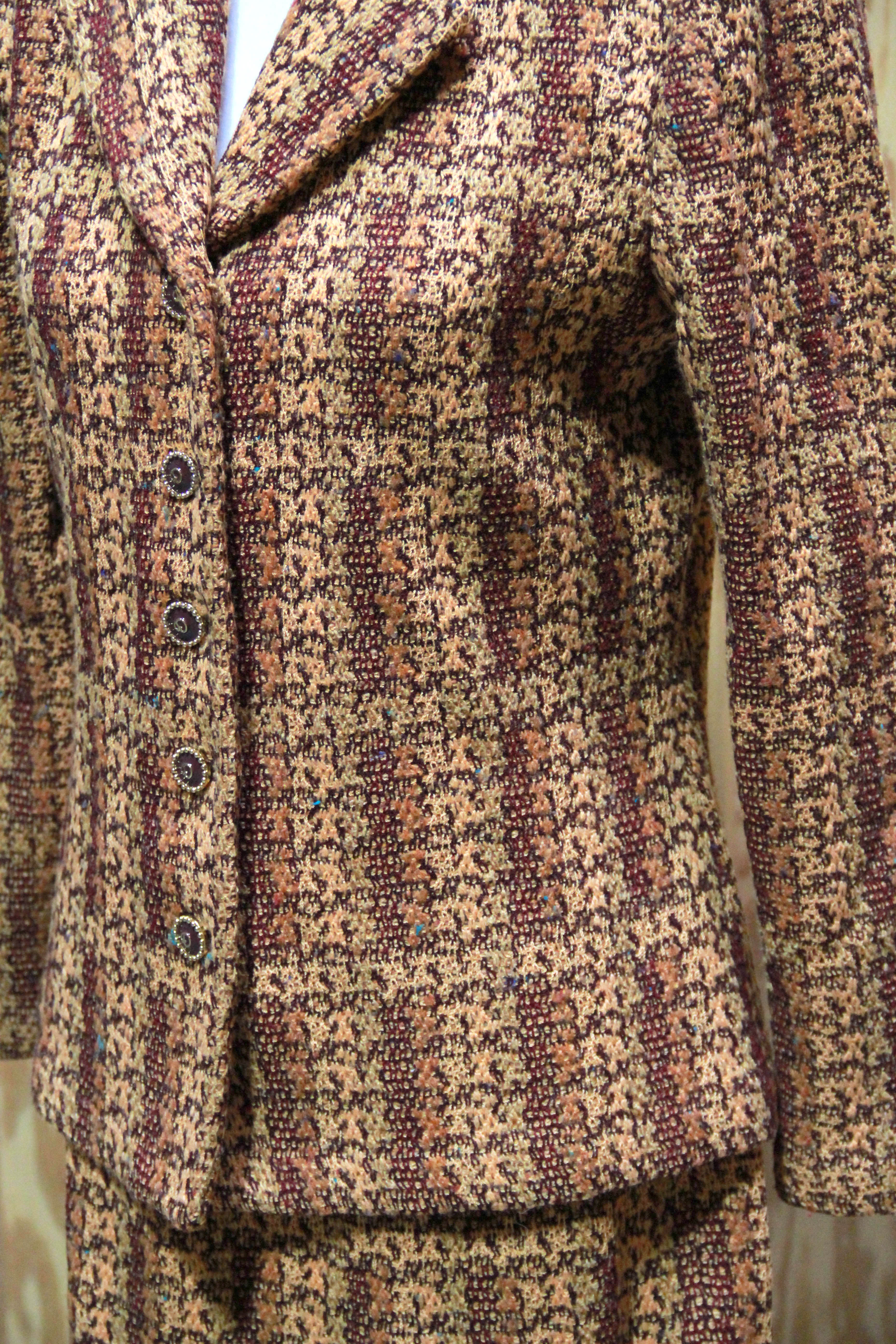 Women's St. John Orange Tweed Skirt Suit