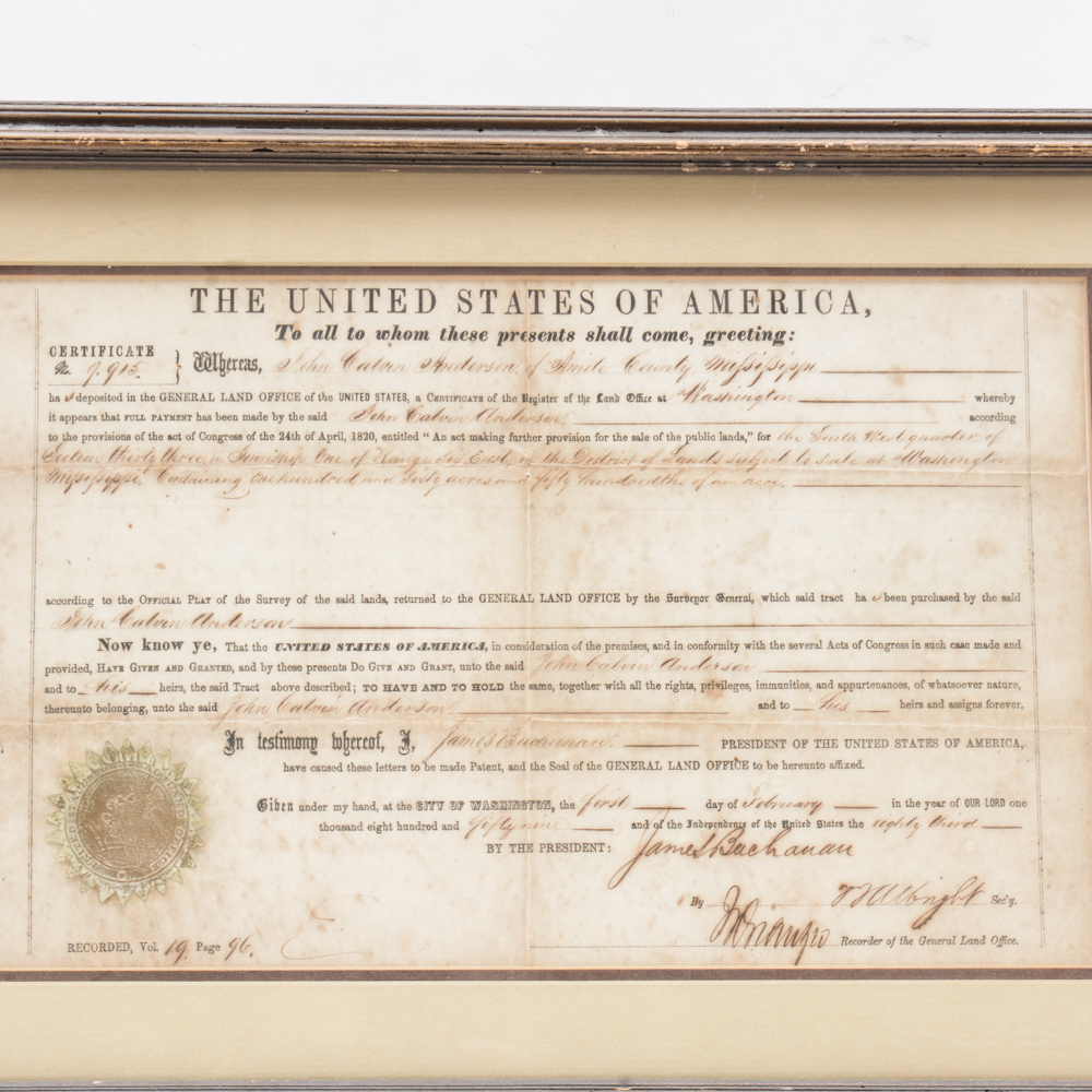 1820 Antique Land Deed Certificate