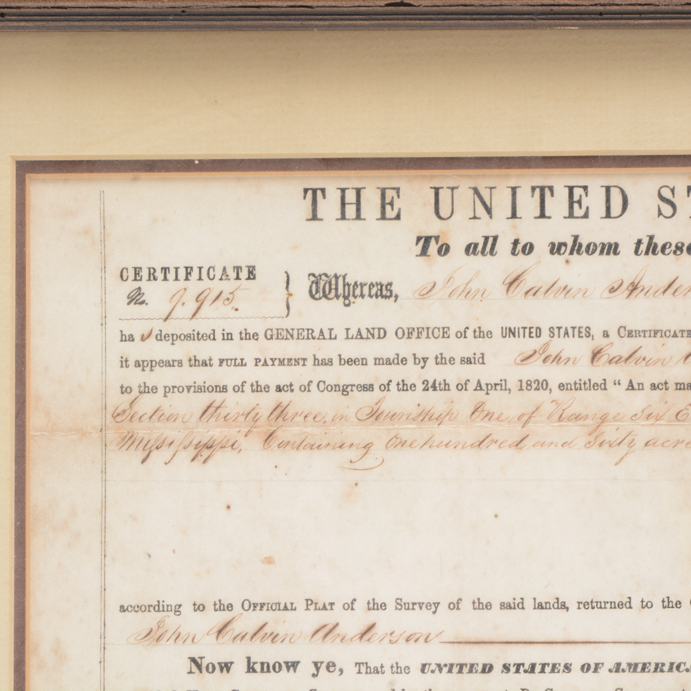 1820 Antique Land Deed Certificate