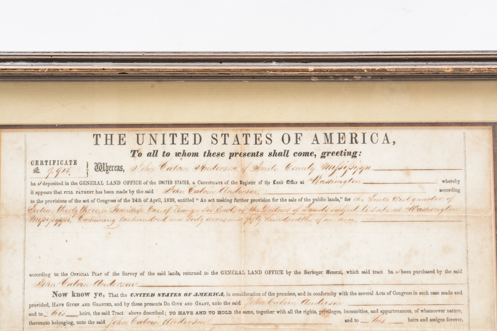 1820 Antique Land Deed Certificate