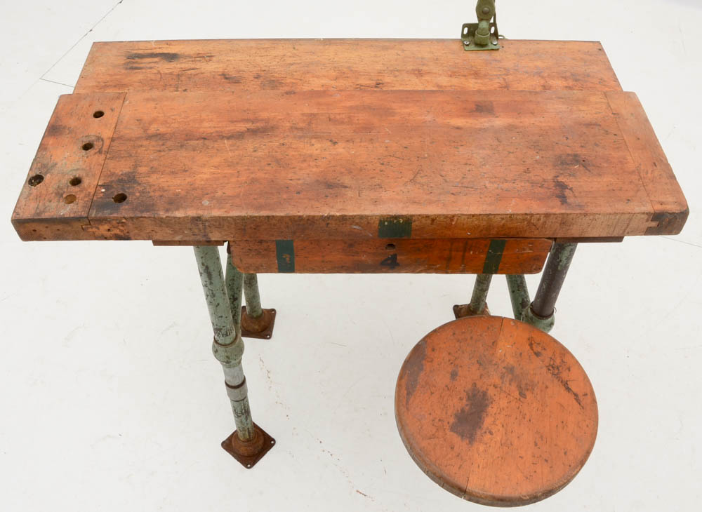 Vintage Industrial Work Bench