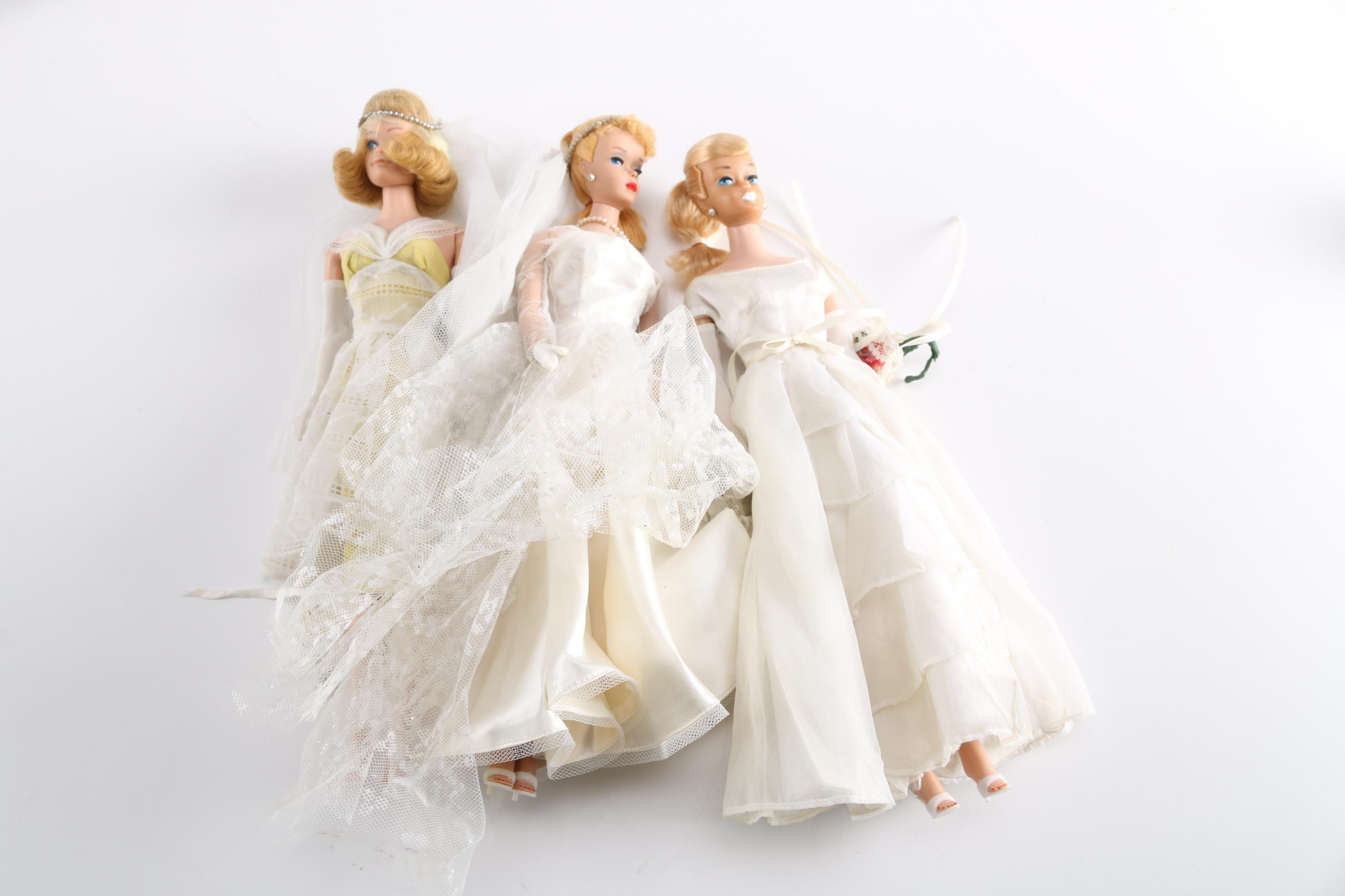1960s and 1970s Wedding Barbie, Midge, and Ken Dolls